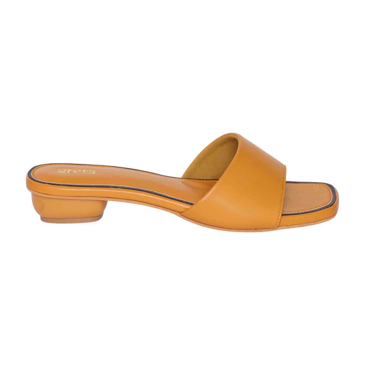Women’s Stylish Slip-On Mustard Slides with Small Heel