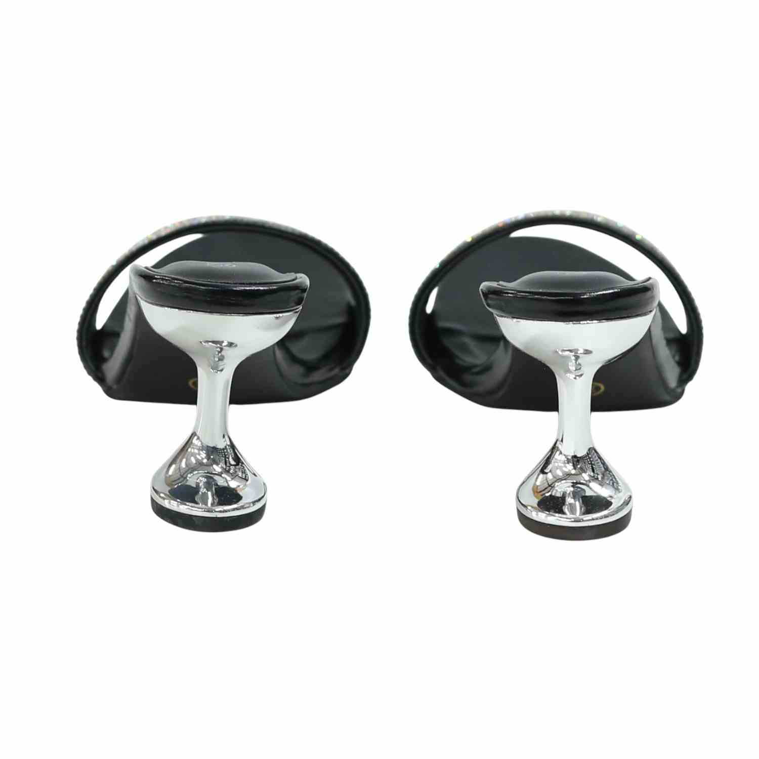 Women’s Black Crystal Slip-On Heels with  Sculpted Heel