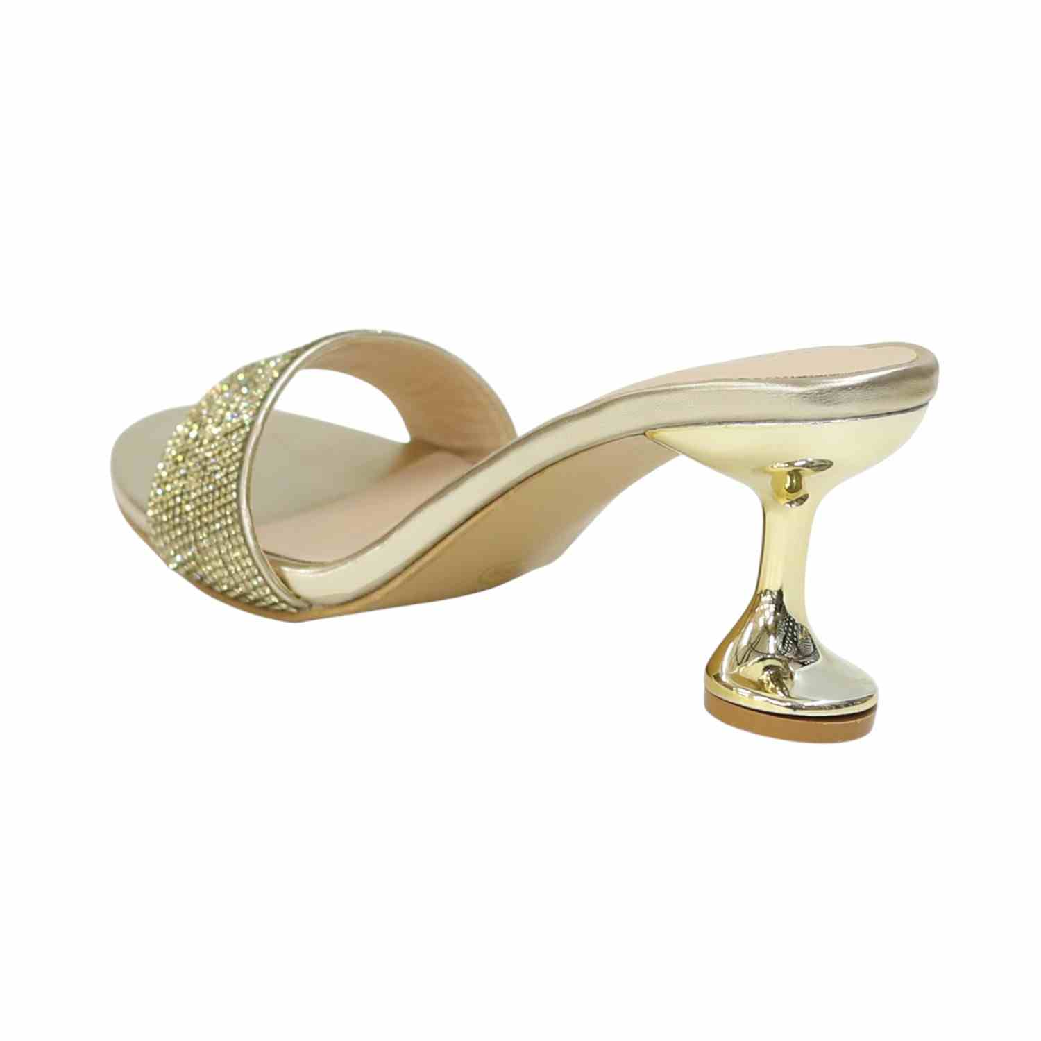 Women’s RoseGold Crystal Slip-On Heels with  Sculpted Heel