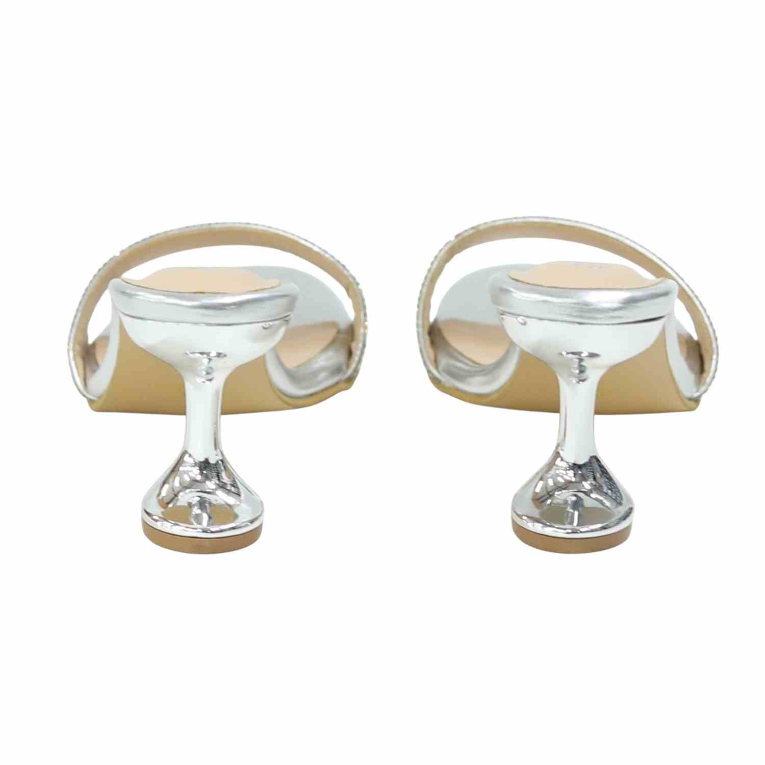 Women’s Silver Crystal Slip-On Heels with  Sculpted Heel