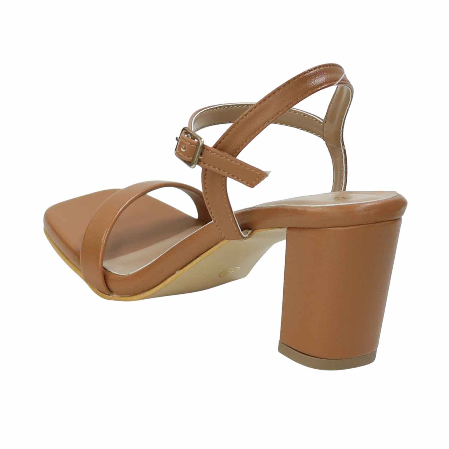 Elegant Tan Coloured Square-Toe Heels