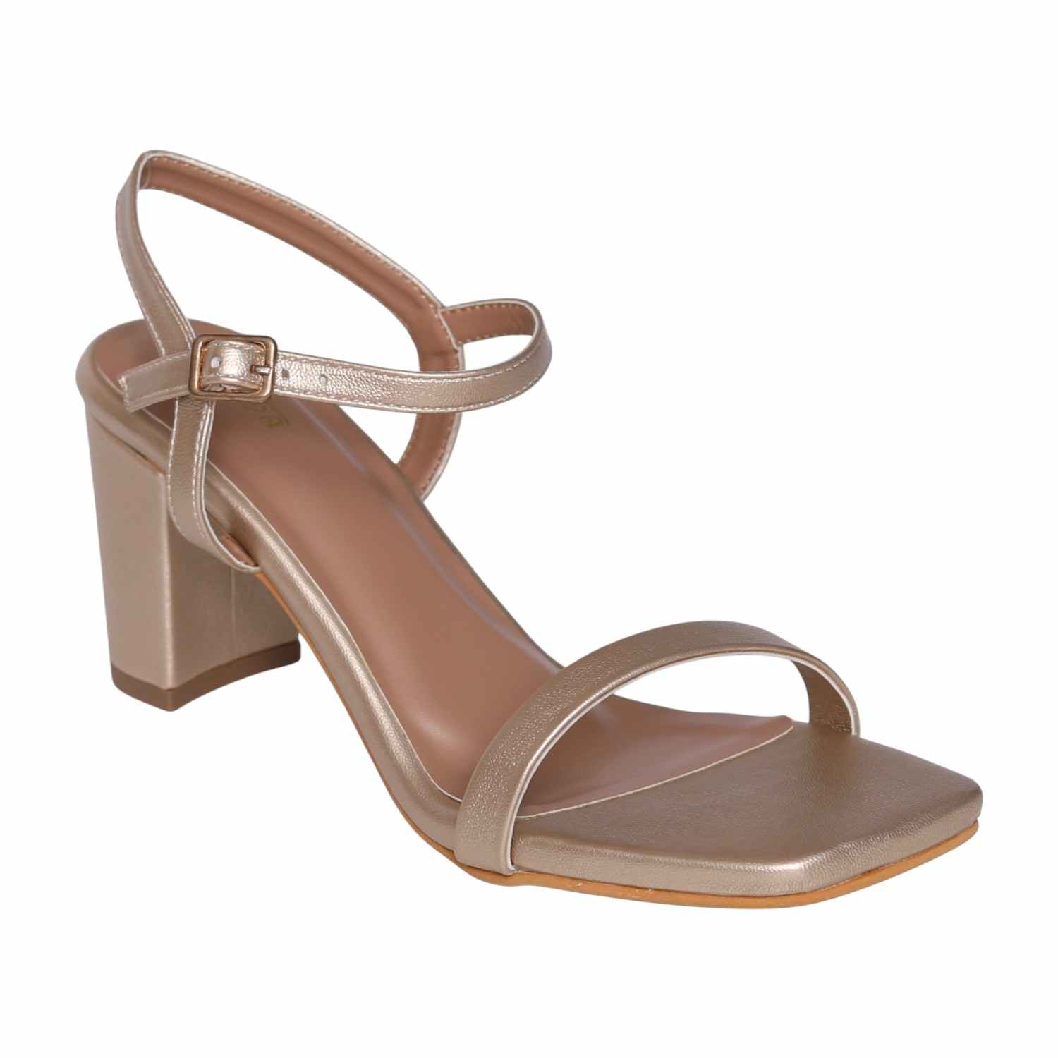 Elegant Rose Gold Square-Toe Heels