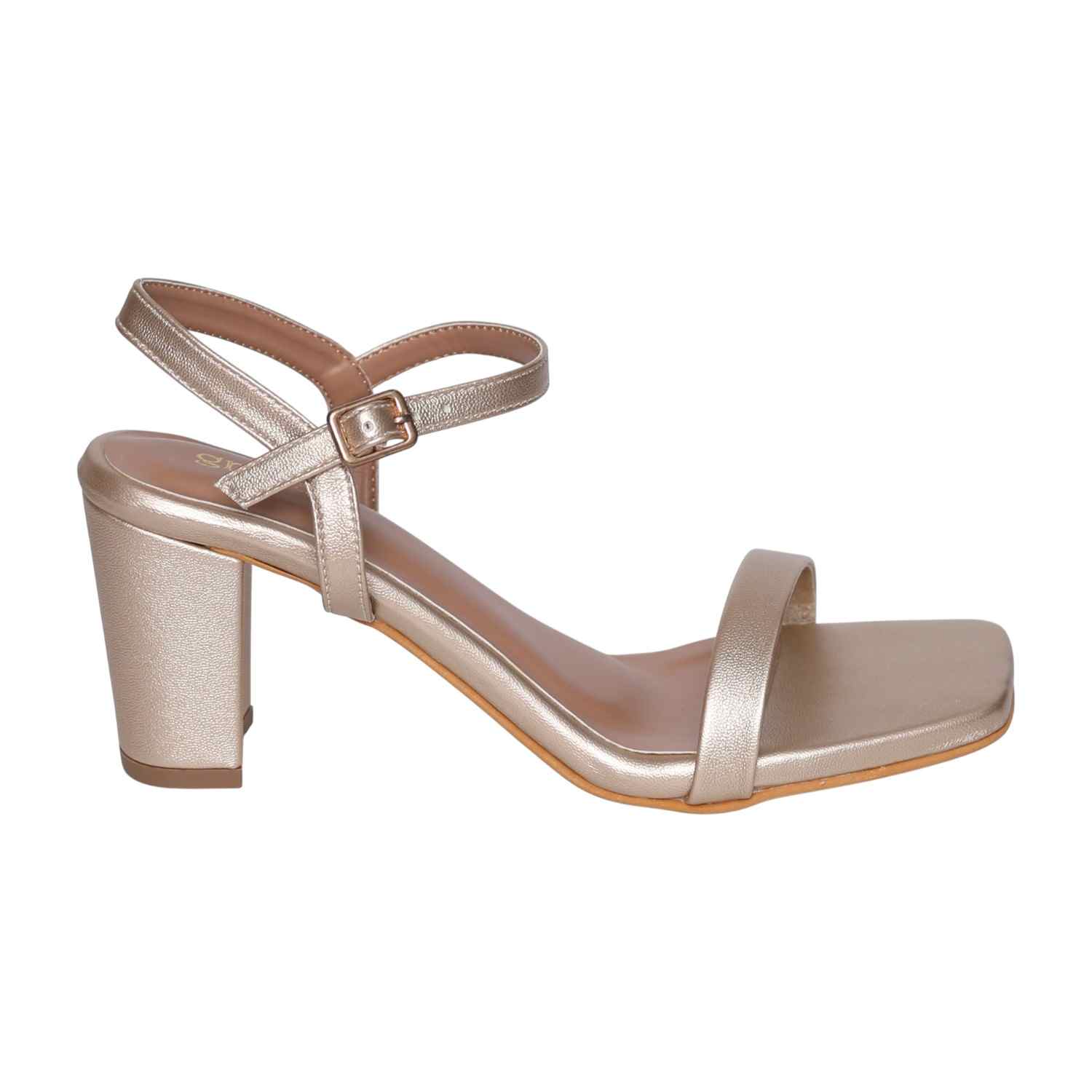 Elegant Rose Gold Square-Toe Heels