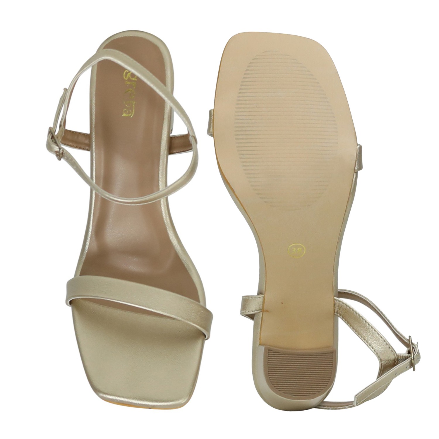 Elegant Rose Gold Square-Toe Heels