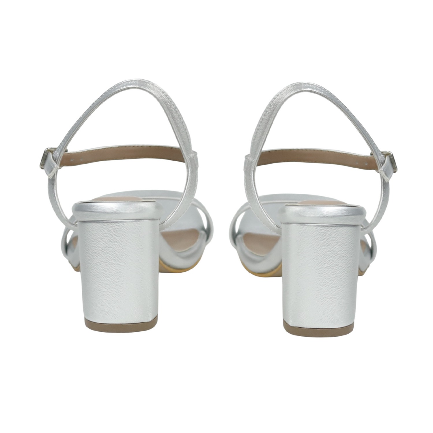 Elegant Silver Square-Toe Heels