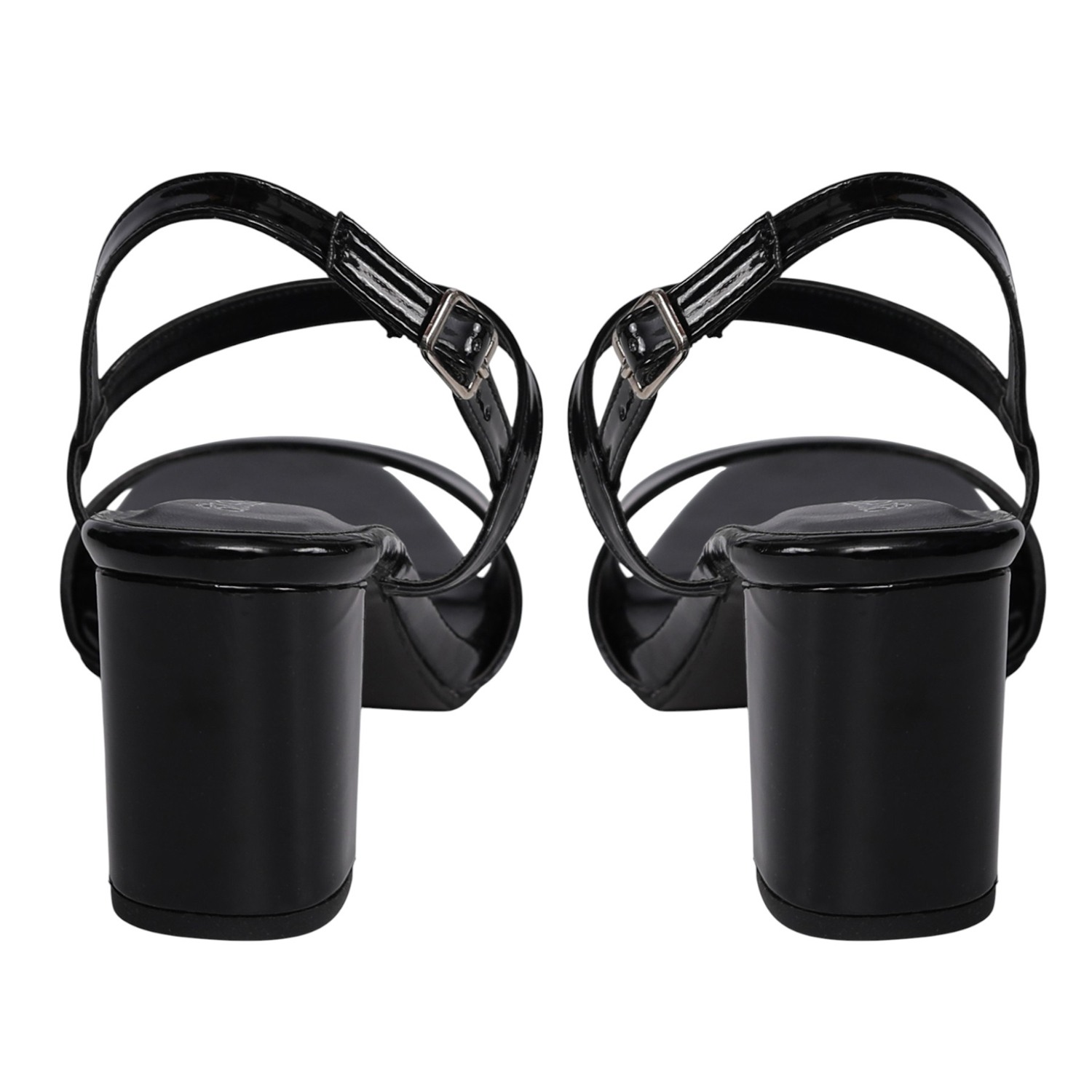 Women's Black Classy Ankle Strap Block Sandals