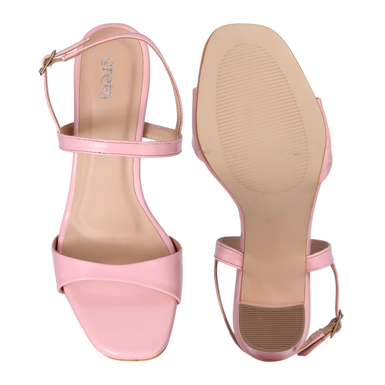 Women's Peach Classy Ankle Strap Block Sandals