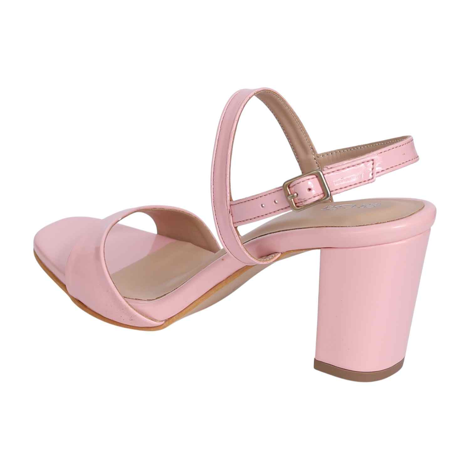 Women's Peach Classy Ankle Strap Block Sandals
