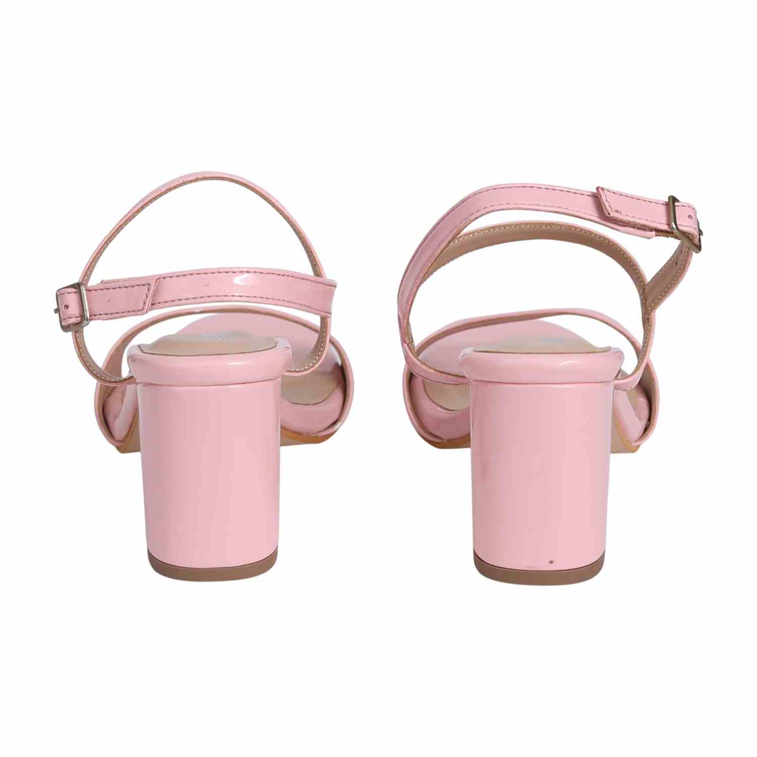 Women's Peach Classy Ankle Strap Block Sandals