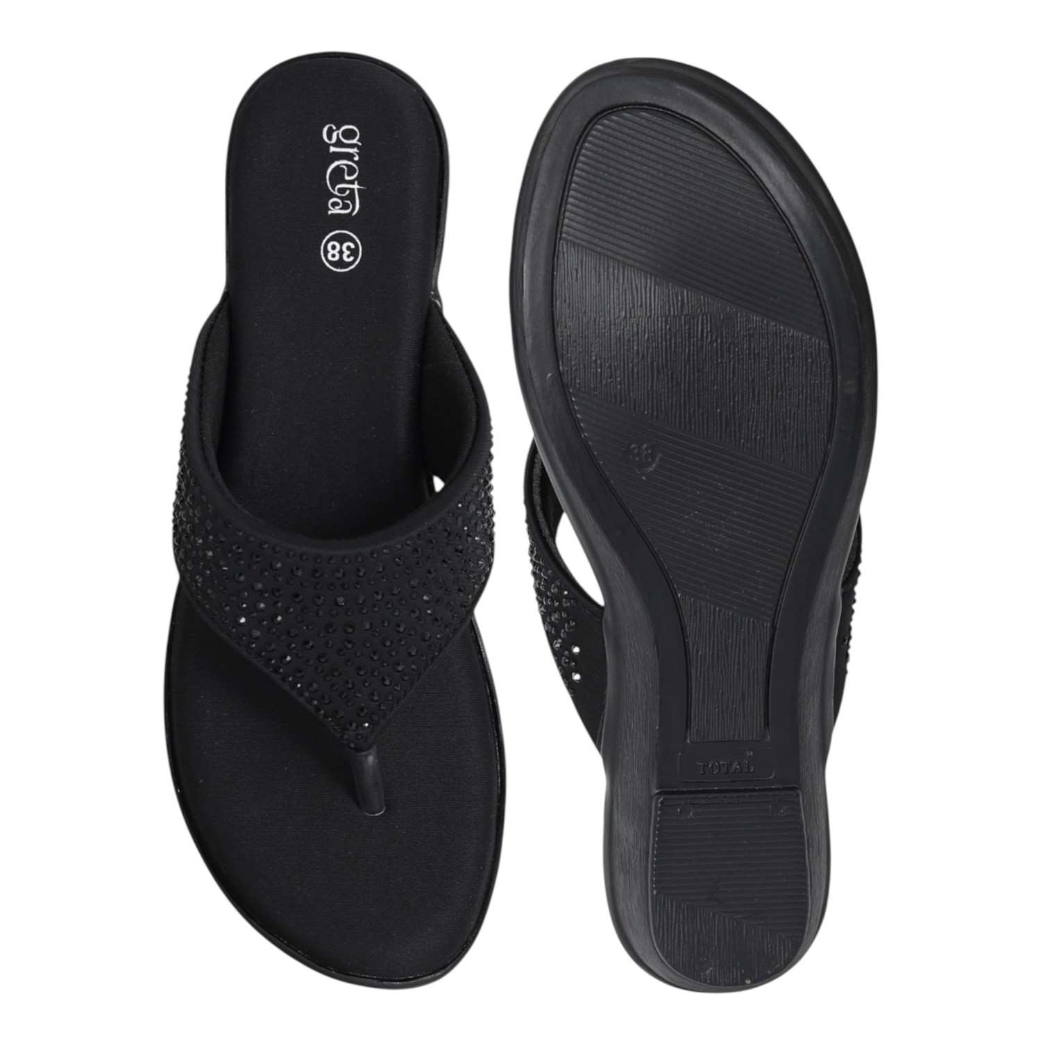 Women Black Luxe Studded Sandals