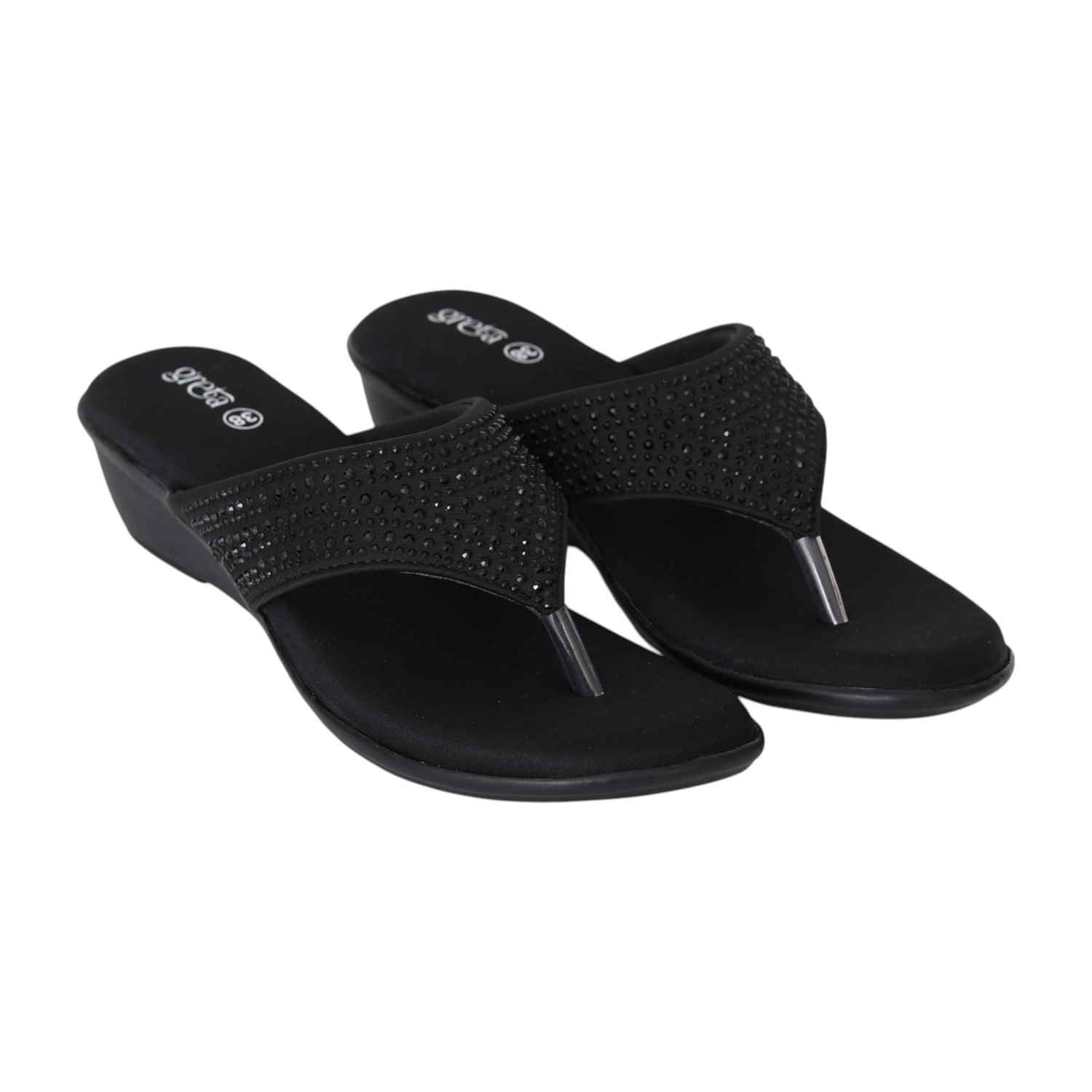 Women Black Luxe Studded Sandals