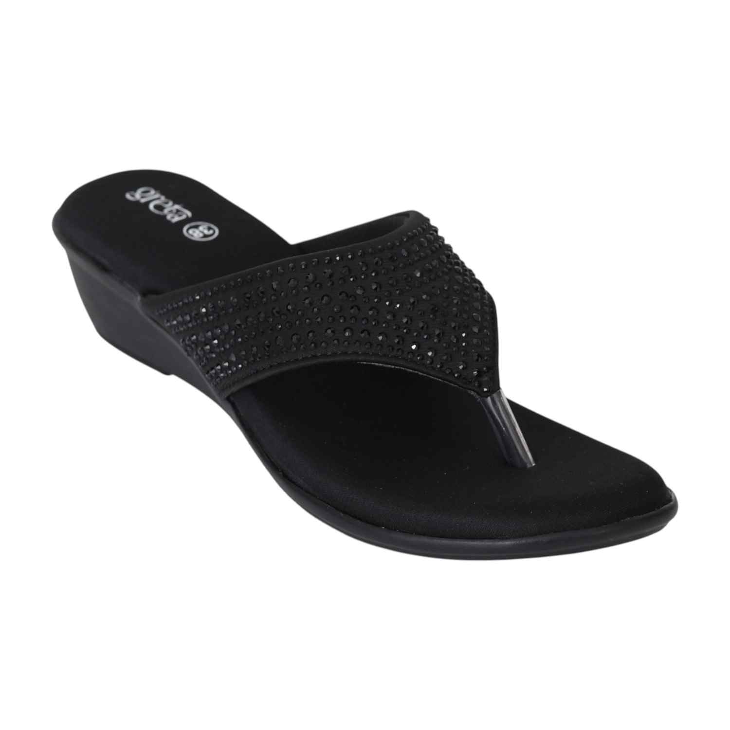 Women Black Luxe Studded Sandals