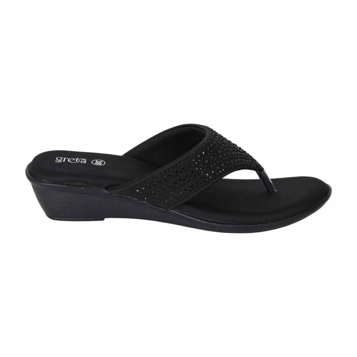Women Black Luxe Studded Sandals