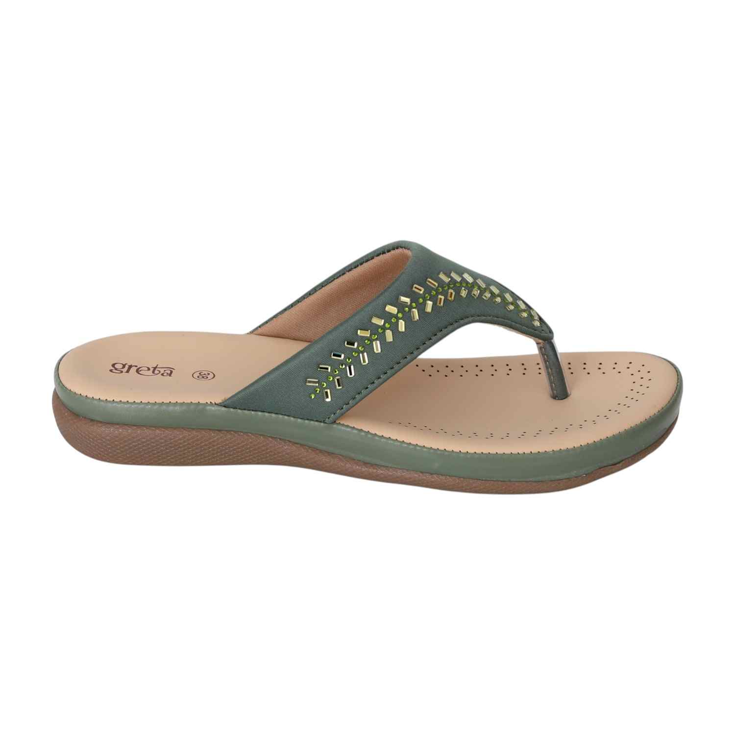 Women Dusty Green Gleam Comfort Sandals