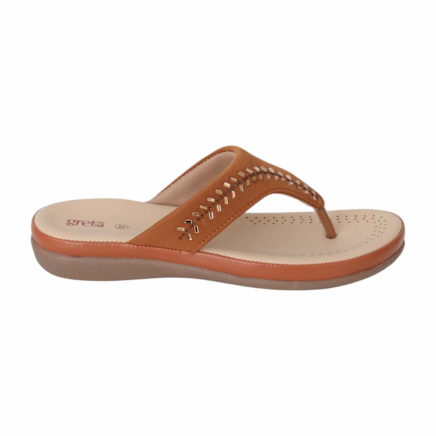 Women Tan Gleam Comfort Sandals