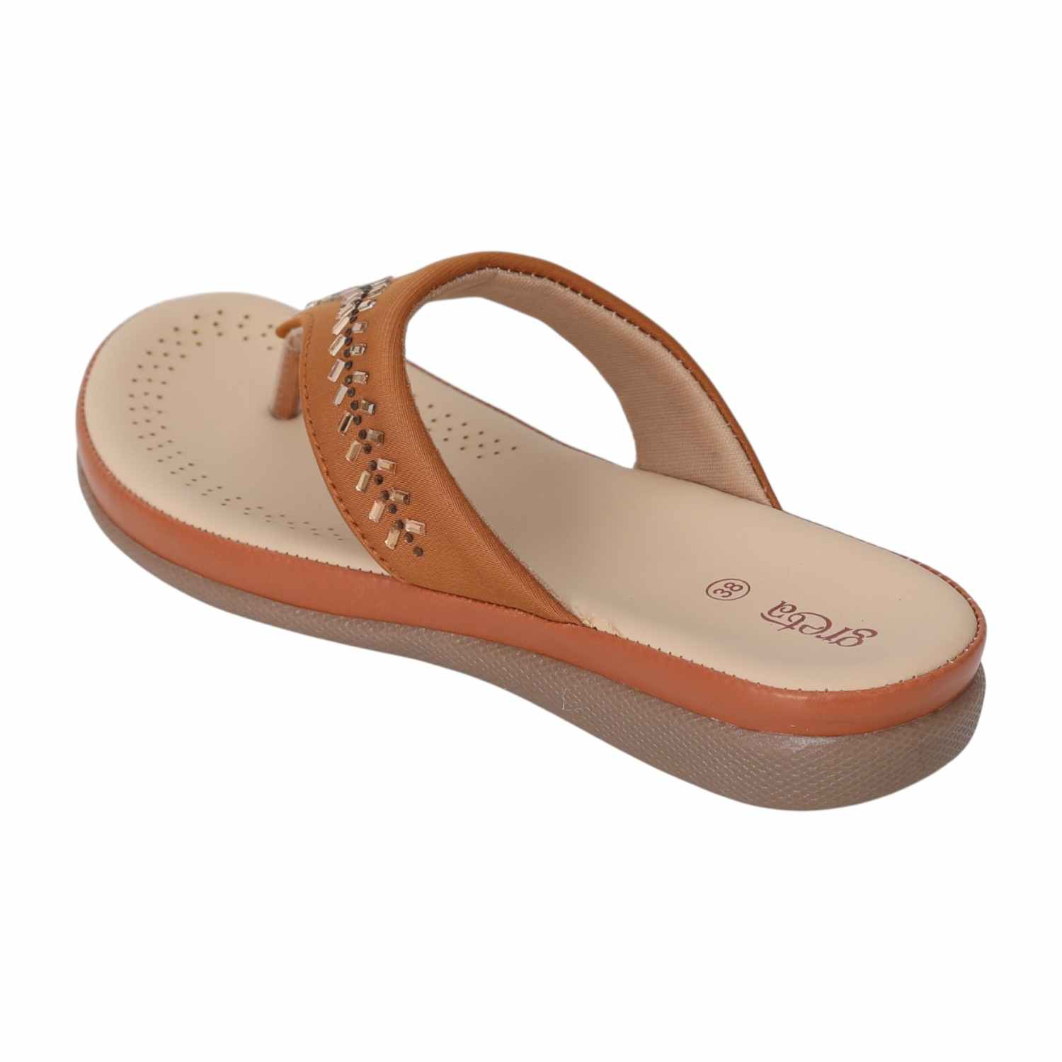 Women Tan Gleam Comfort Sandals