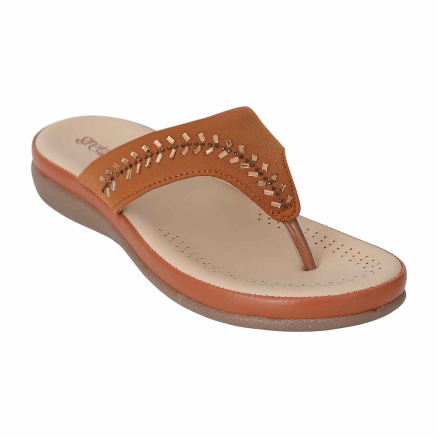 Women Tan Gleam Comfort Sandals