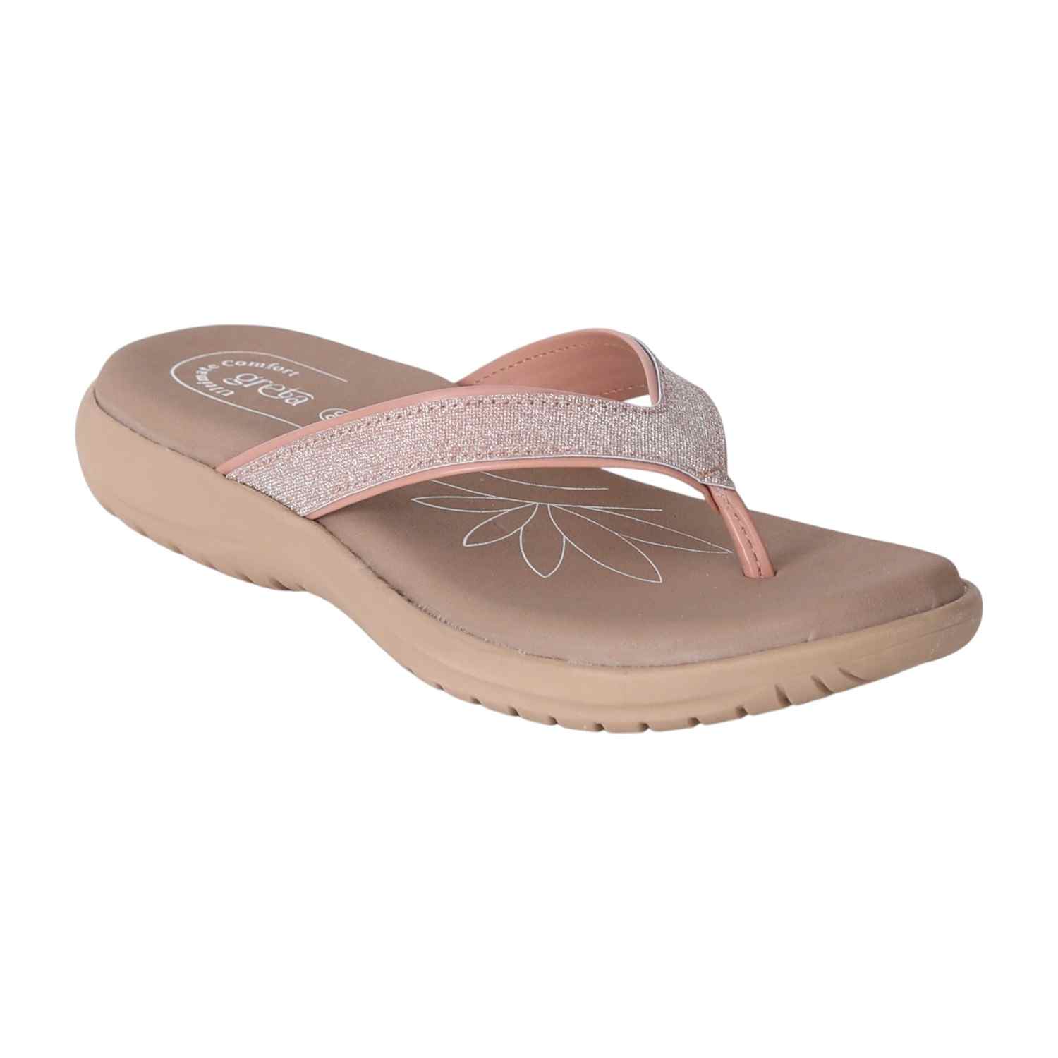 Women Glitter Strap Comfort Sandals with Floral Footbed-Sultan