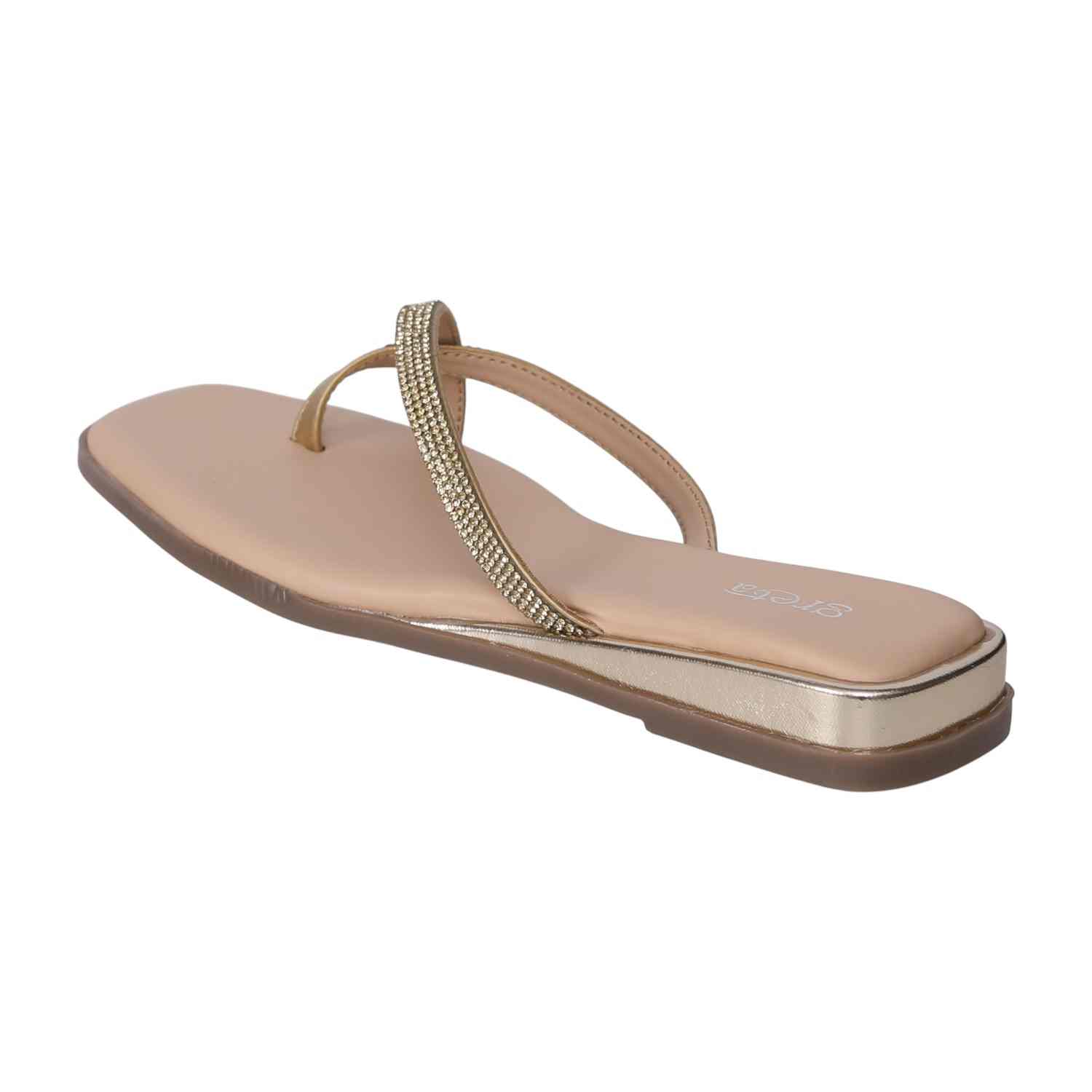 Women's Gold Rhinestone Crisscross Flip-Flops