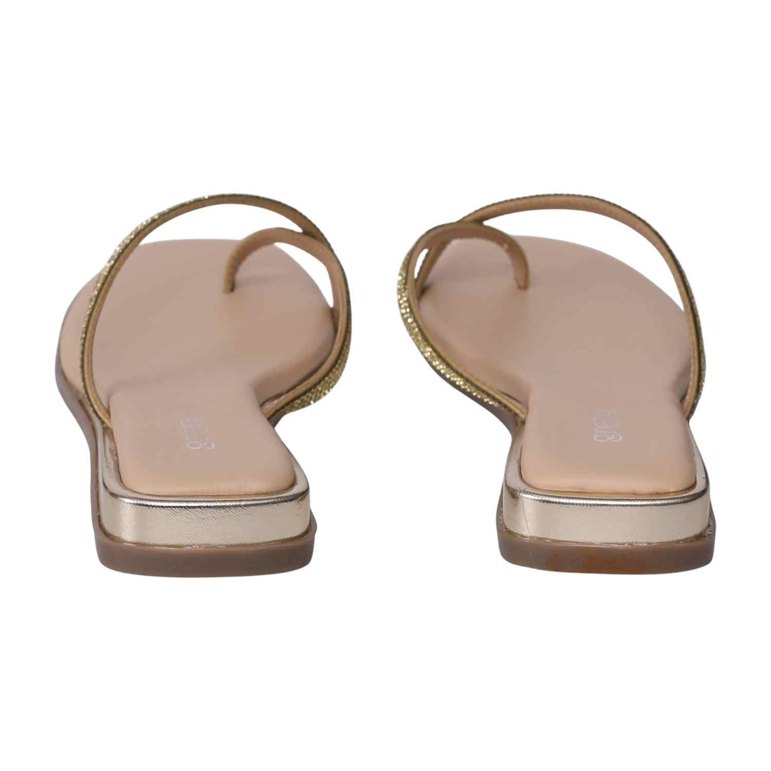 Women's Gold Rhinestone Crisscross Flip-Flops