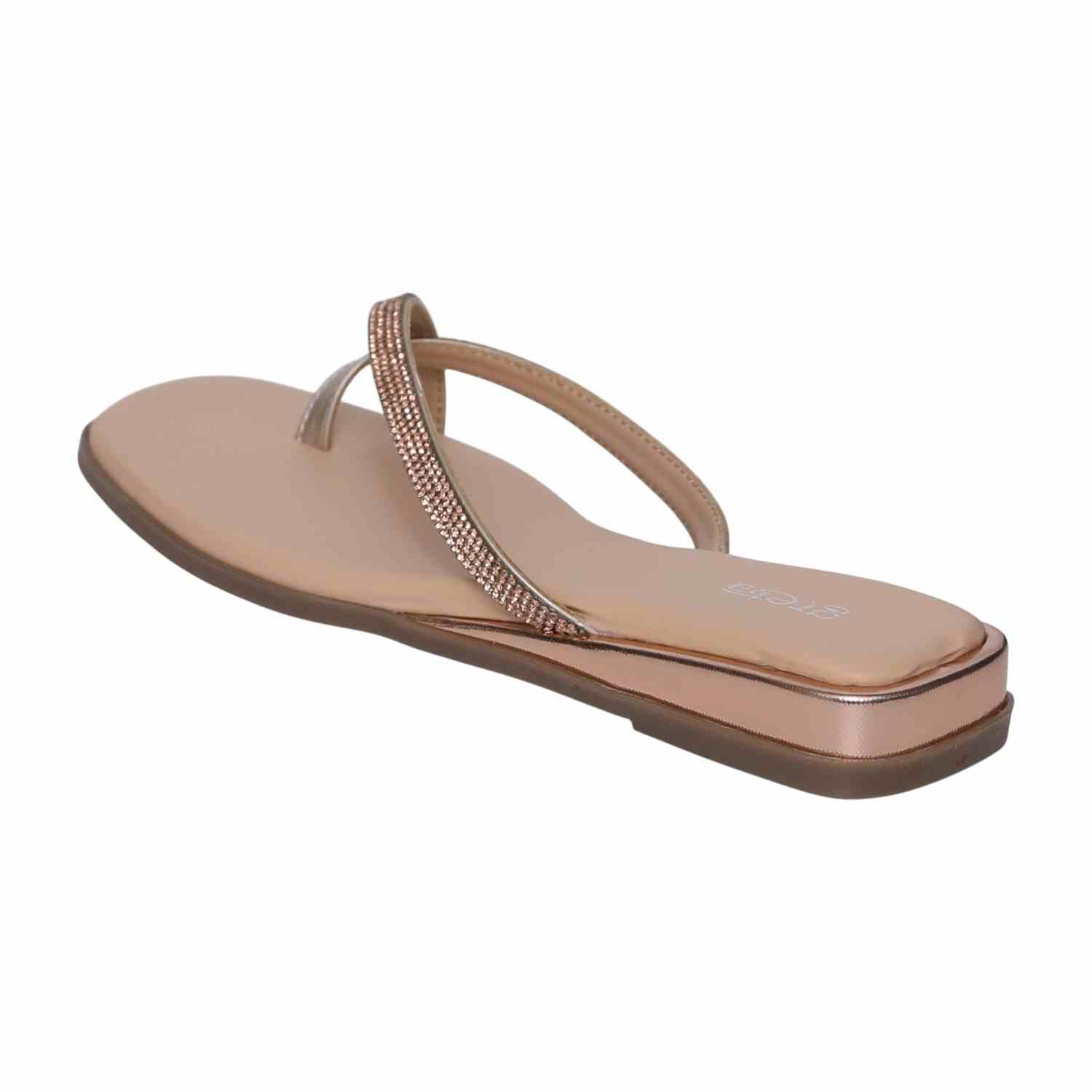 Women's RoseGold Rhinestone Crisscross Flip-Flops