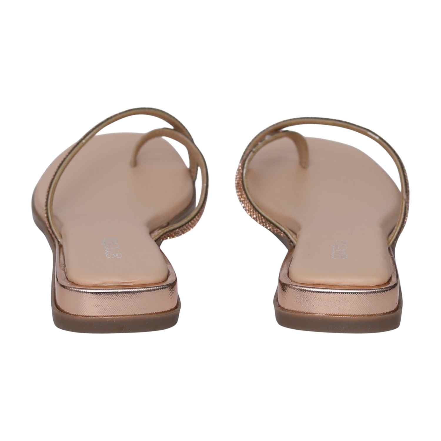Women's RoseGold Rhinestone Crisscross Flip-Flops