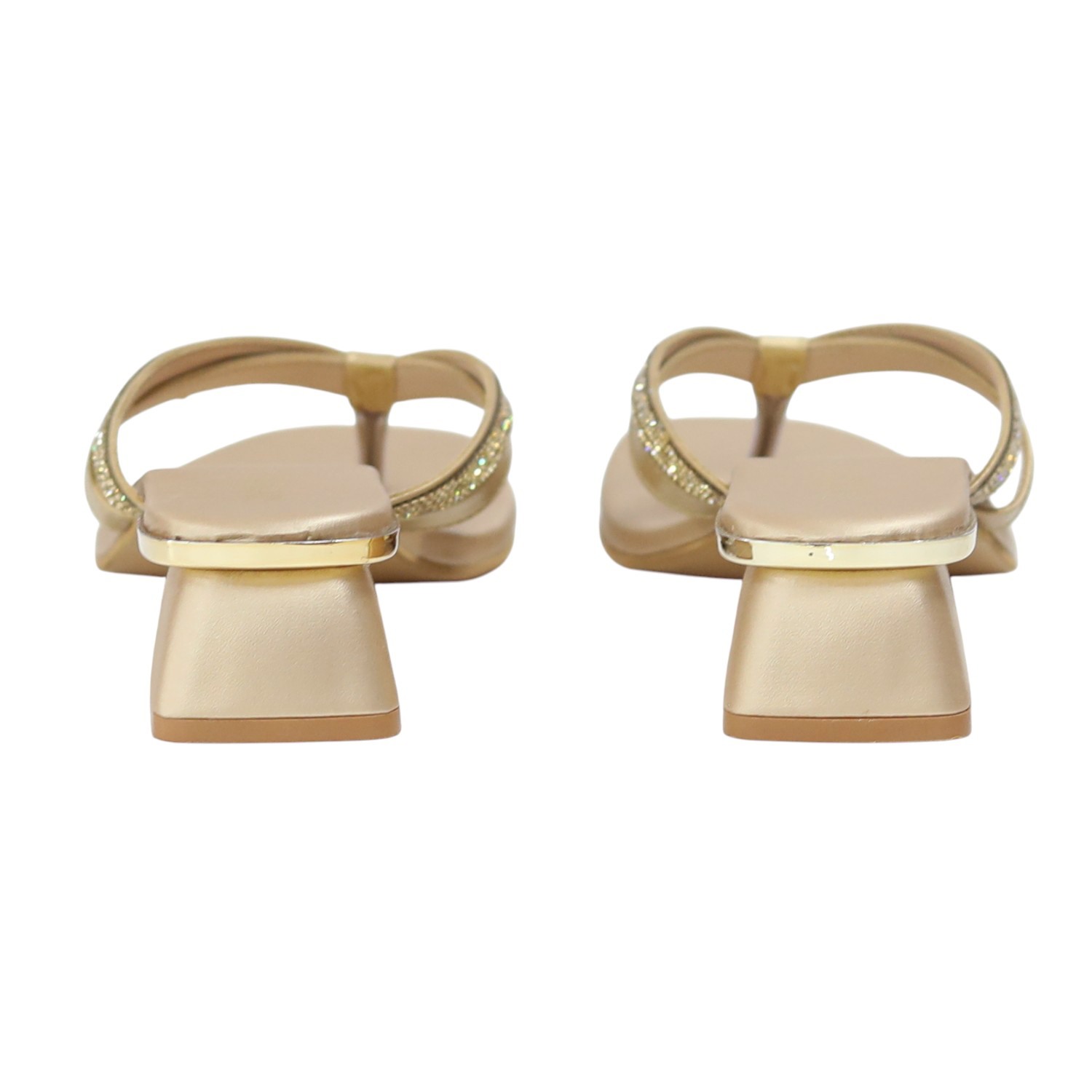 Women’s Elegant Gold Metallic V-Strap Sandals
