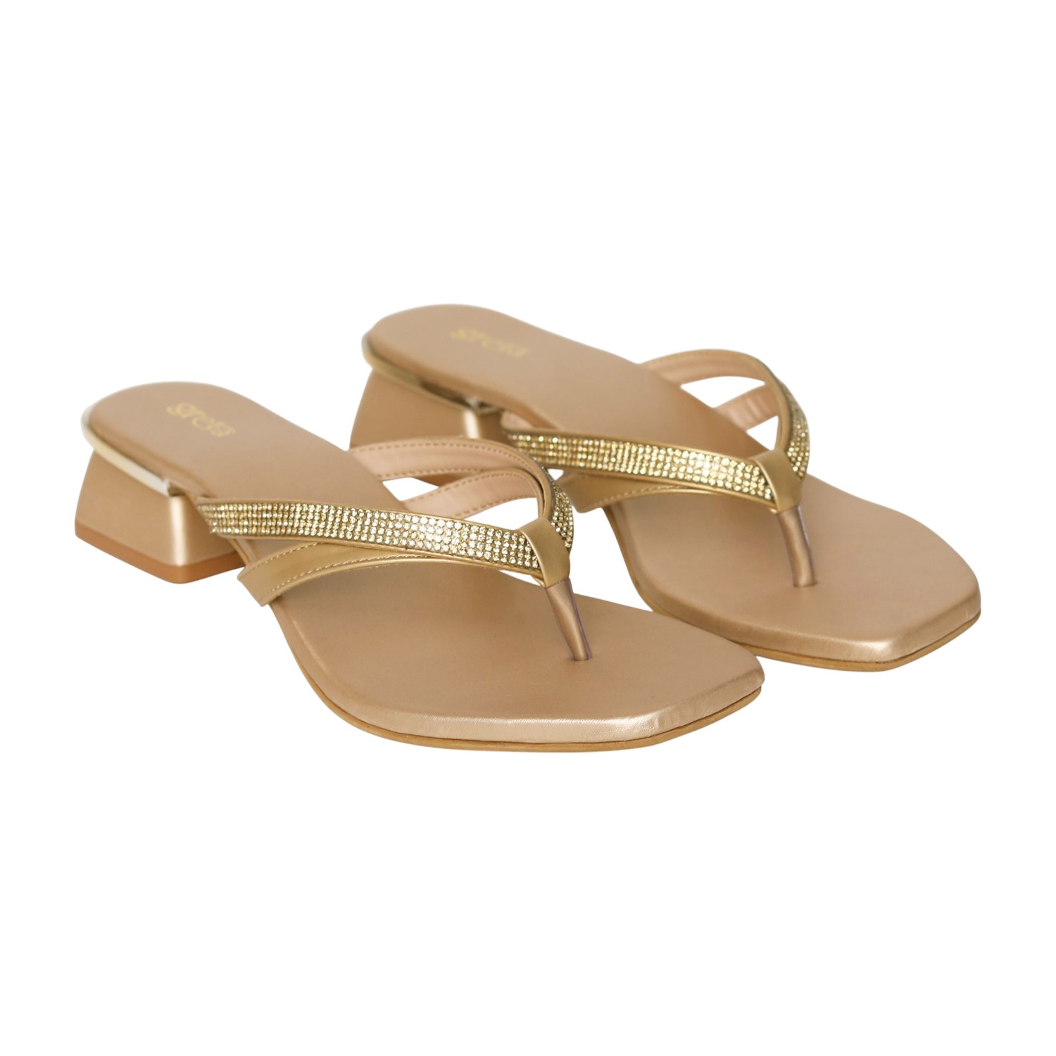 Women’s Elegant Gold Metallic V-Strap Sandals