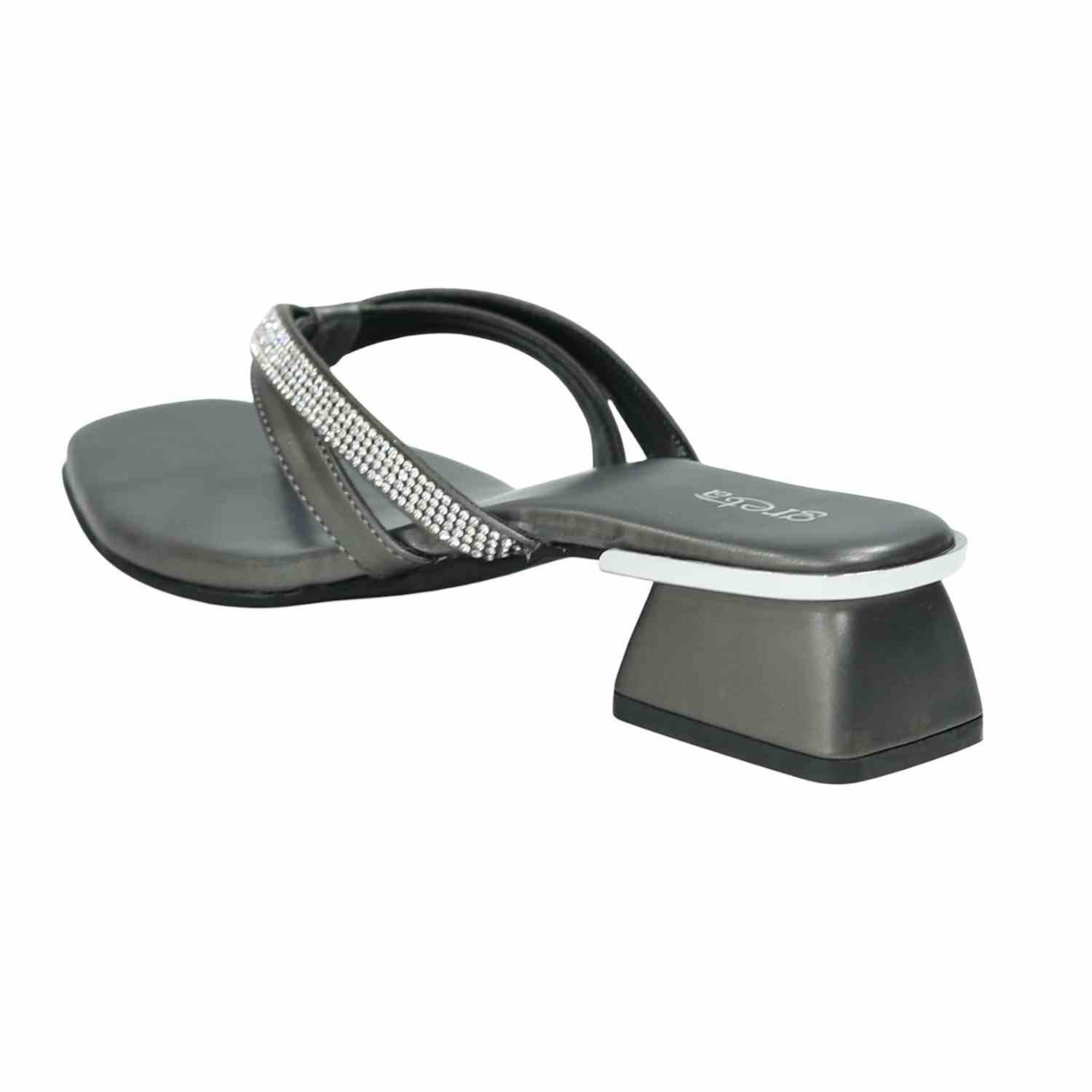 Women’s Elegant Grey Metallic V-Strap Sandals