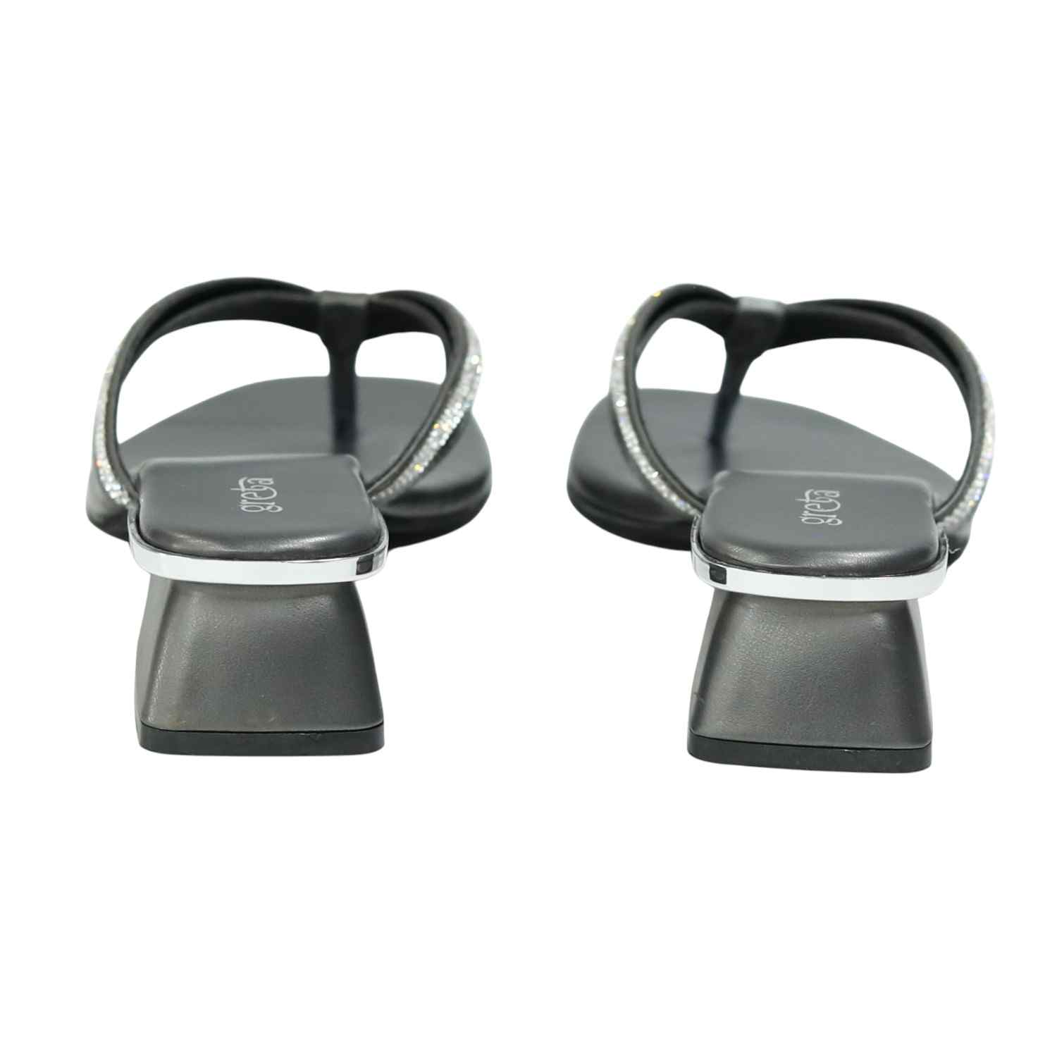 Women’s Elegant Grey Metallic V-Strap Sandals