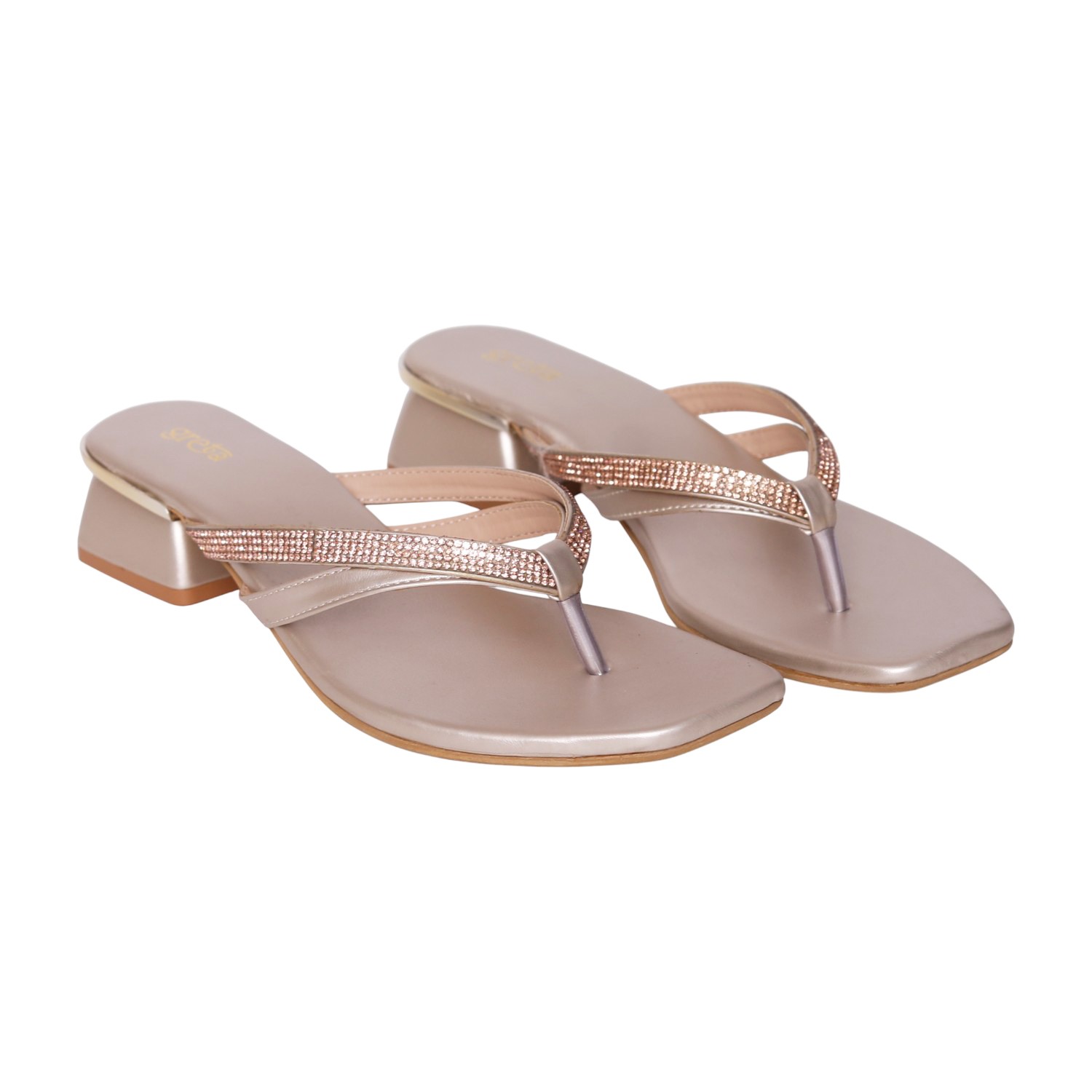 Women’s Elegant Rose Gold Metallic V-Strap Sandals