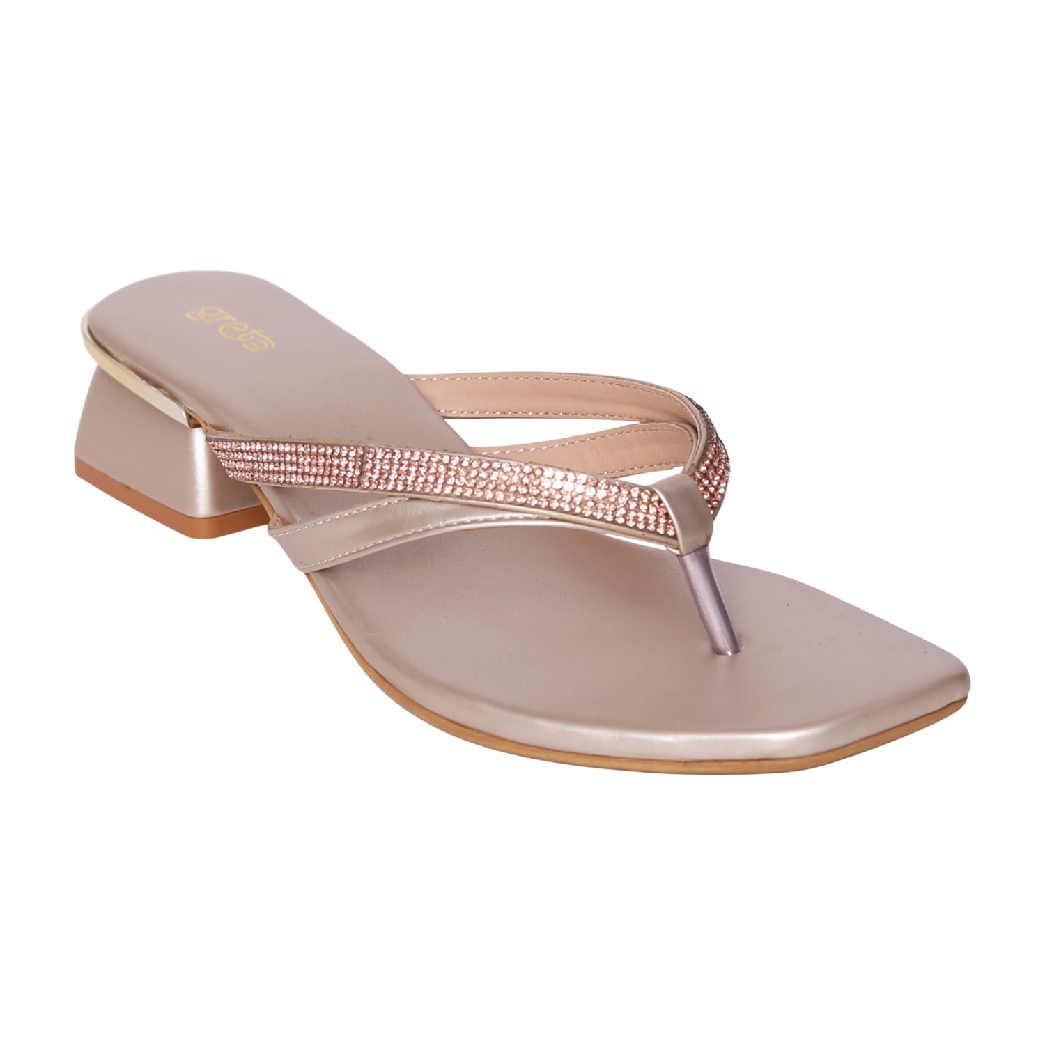Women’s Elegant Rose Gold Metallic V-Strap Sandals