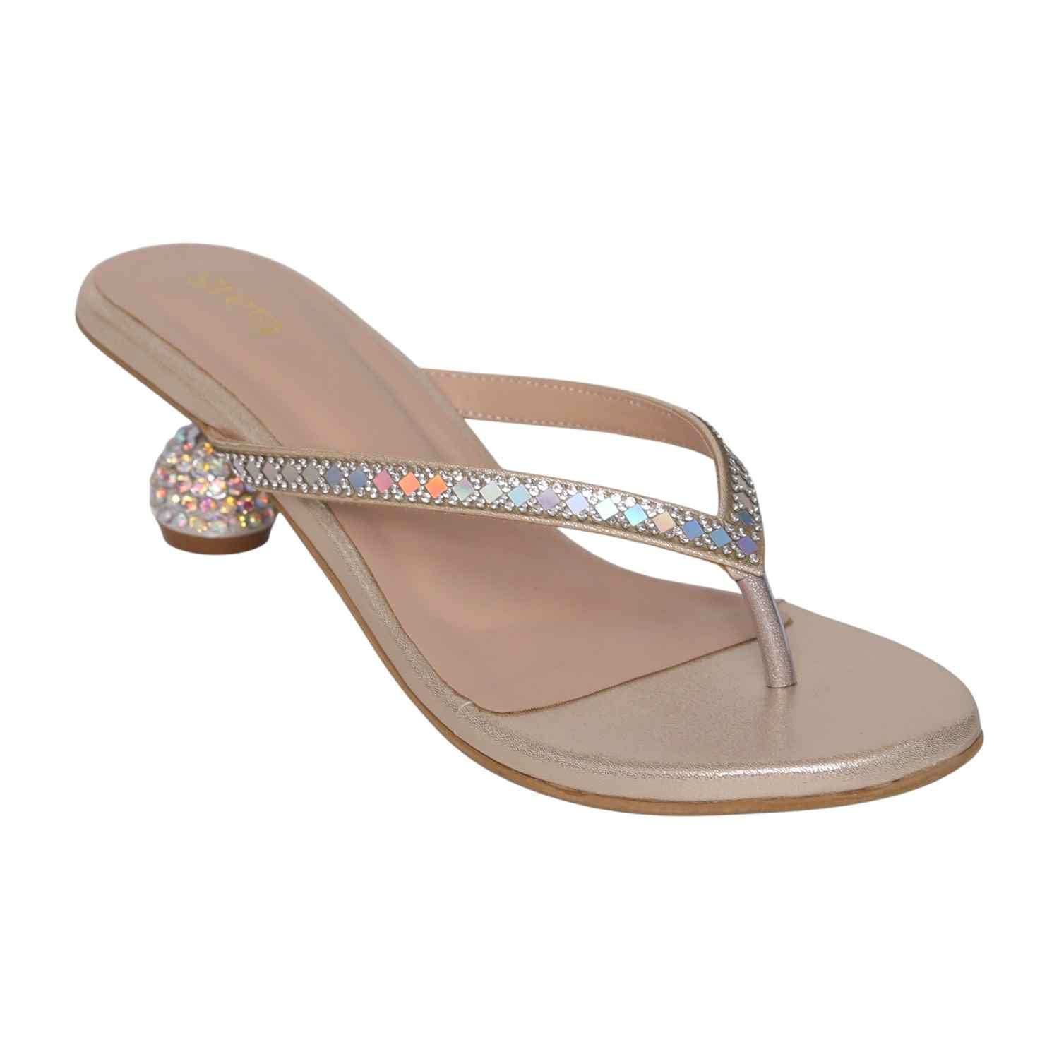 Women’s Gold Crystal-Embellished Pebble Heels