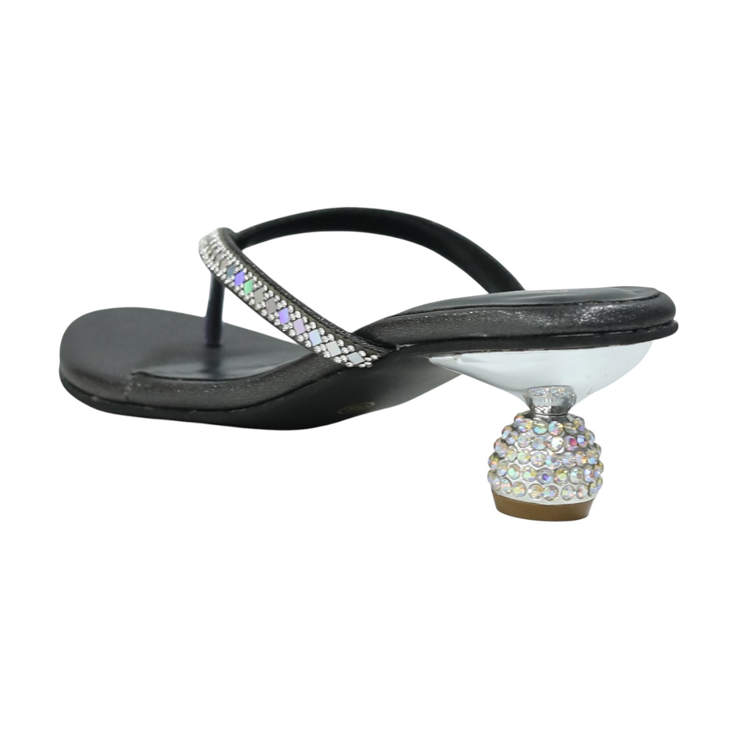 Women’s Gunmetal Crystal-Embellished Pebble Heels