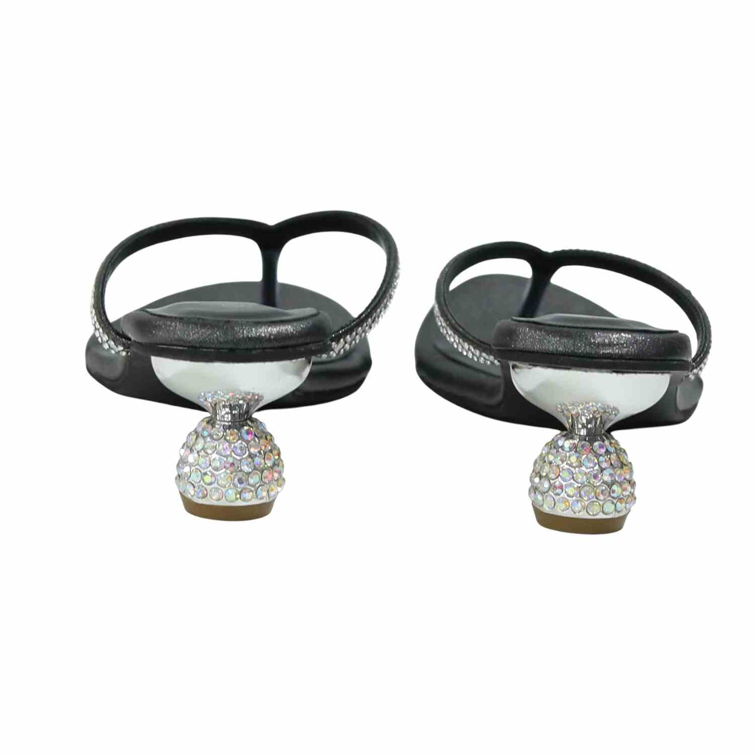 Women’s Gunmetal Crystal-Embellished Pebble Heels