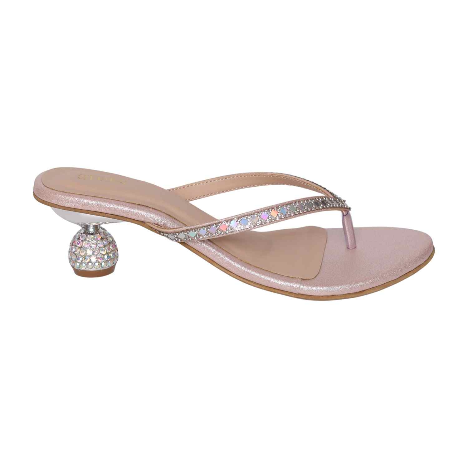 Women’s Rose Gold Crystal-Embellished Pebble Heels