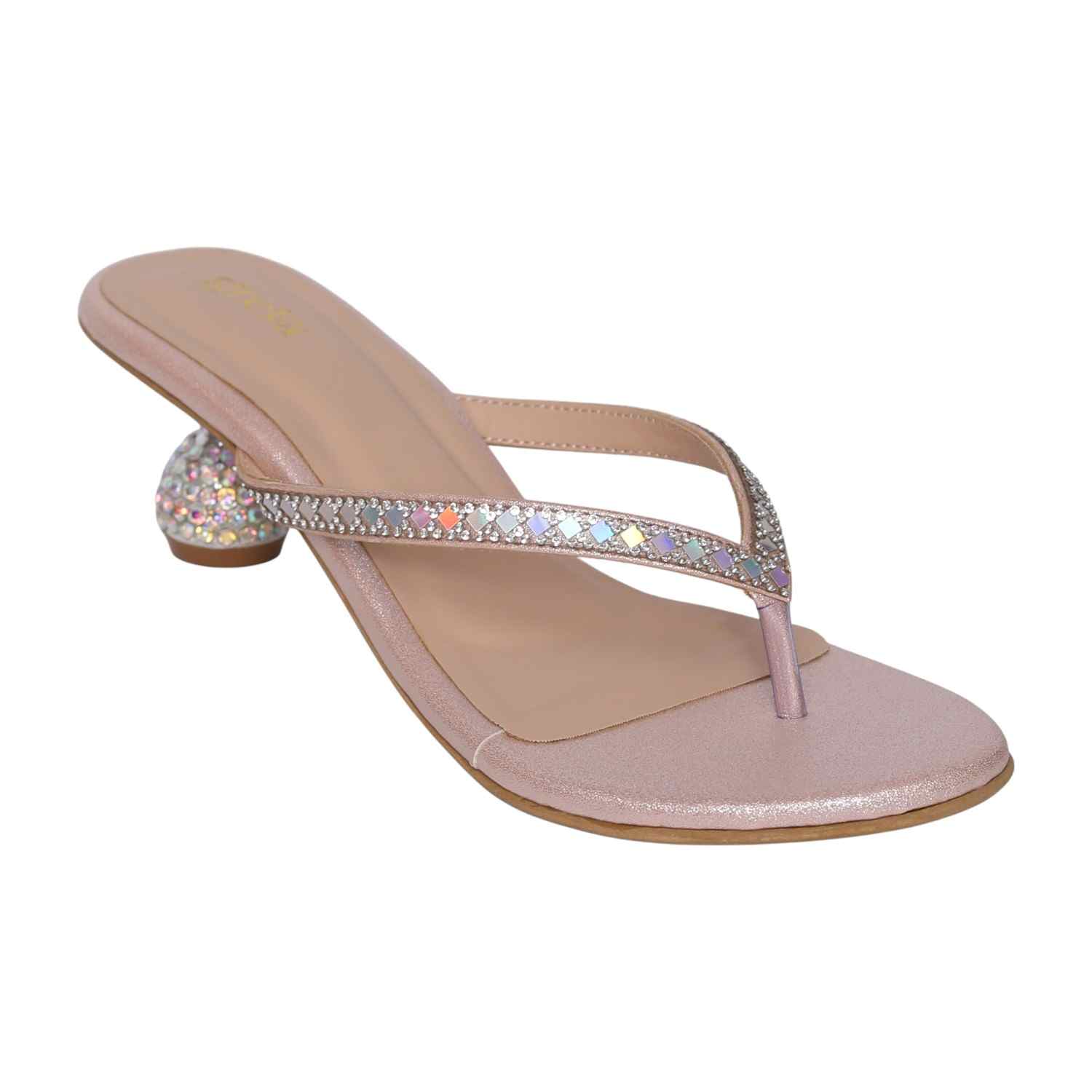Women’s Rose Gold Crystal-Embellished Pebble Heels