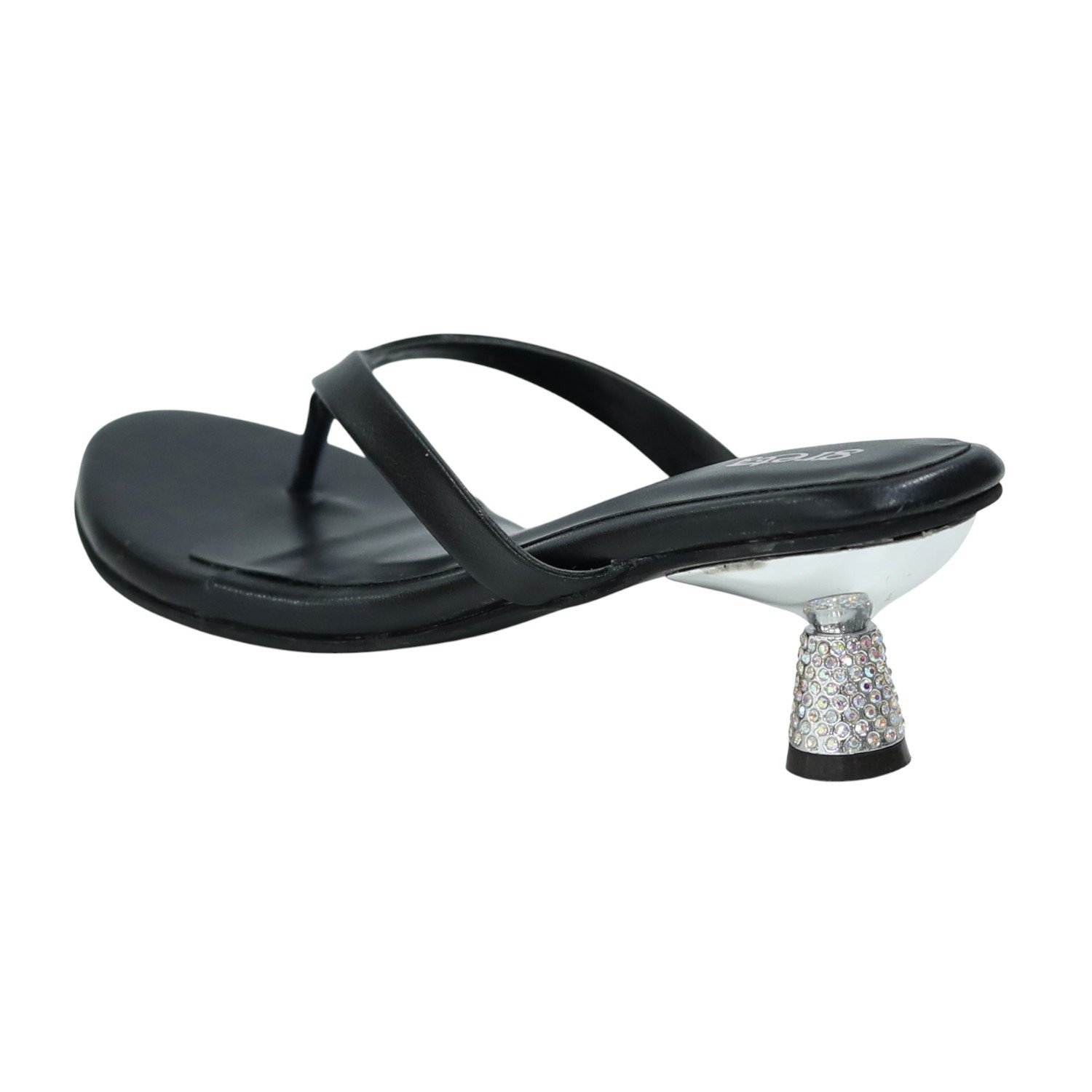 Women’s Black Stylish Slip-Ons with Sparkle Pebble Heel
