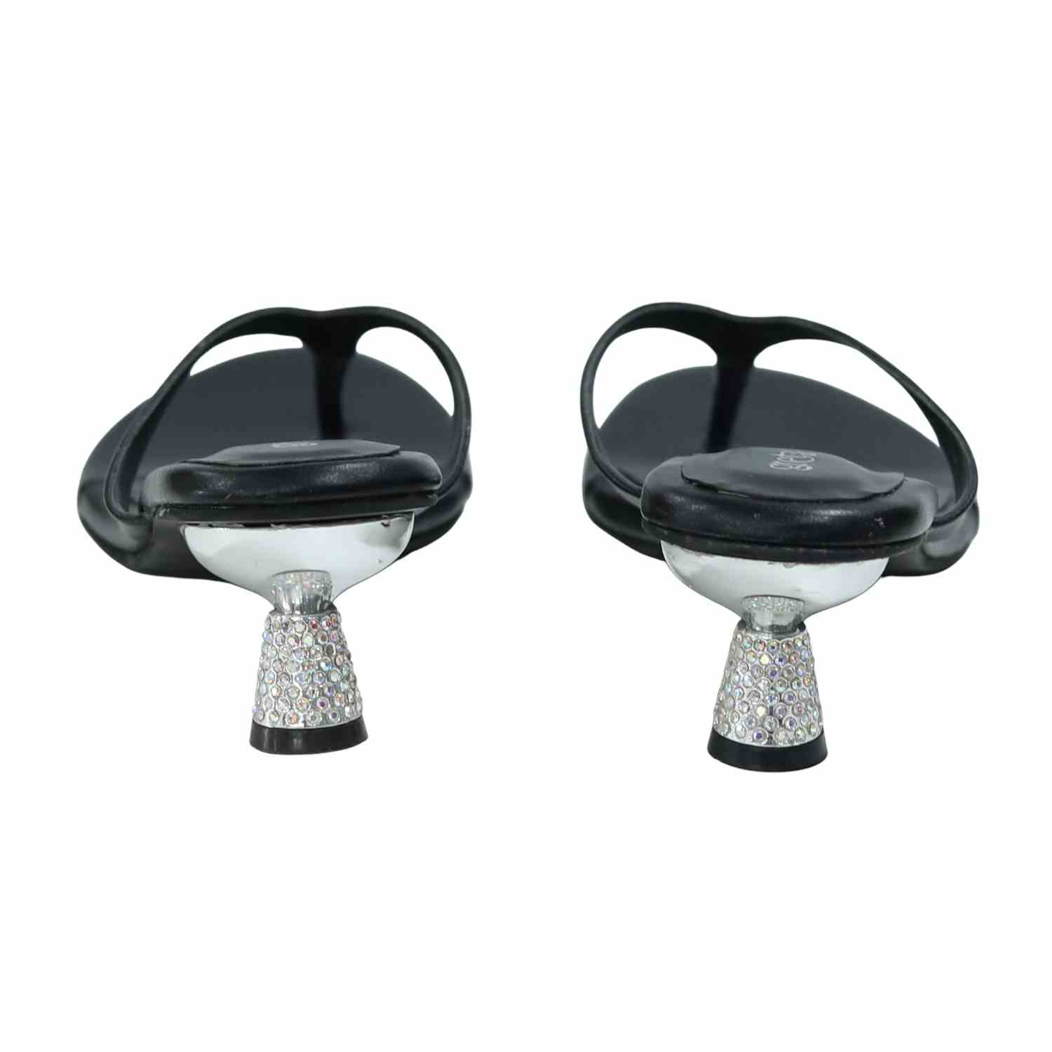 Women’s Black Stylish Slip-Ons with Sparkle Pebble Heel