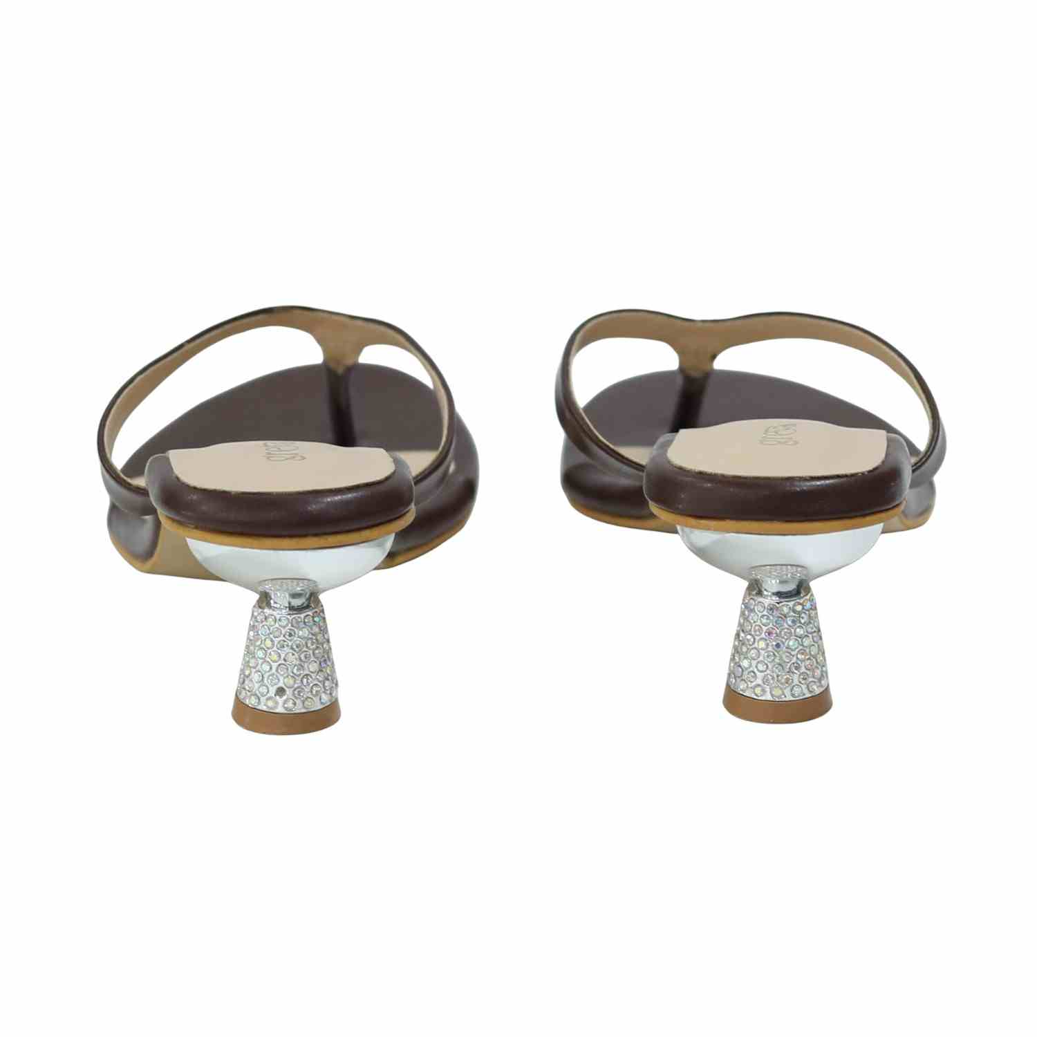 Women’s Brown Stylish Slip-Ons with Sparkle Pebble Heel