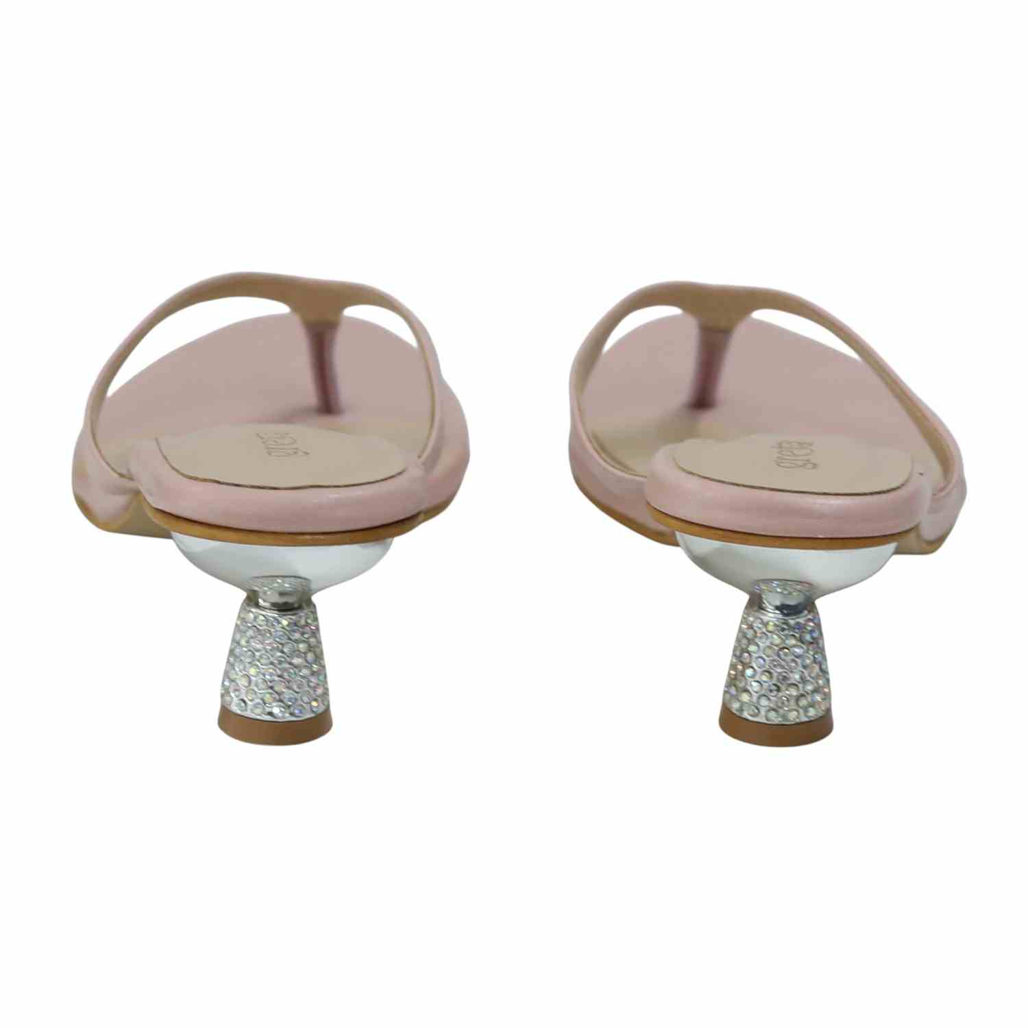 Women’s Peach Stylish Slip-Ons with Sparkle Pebble Heel