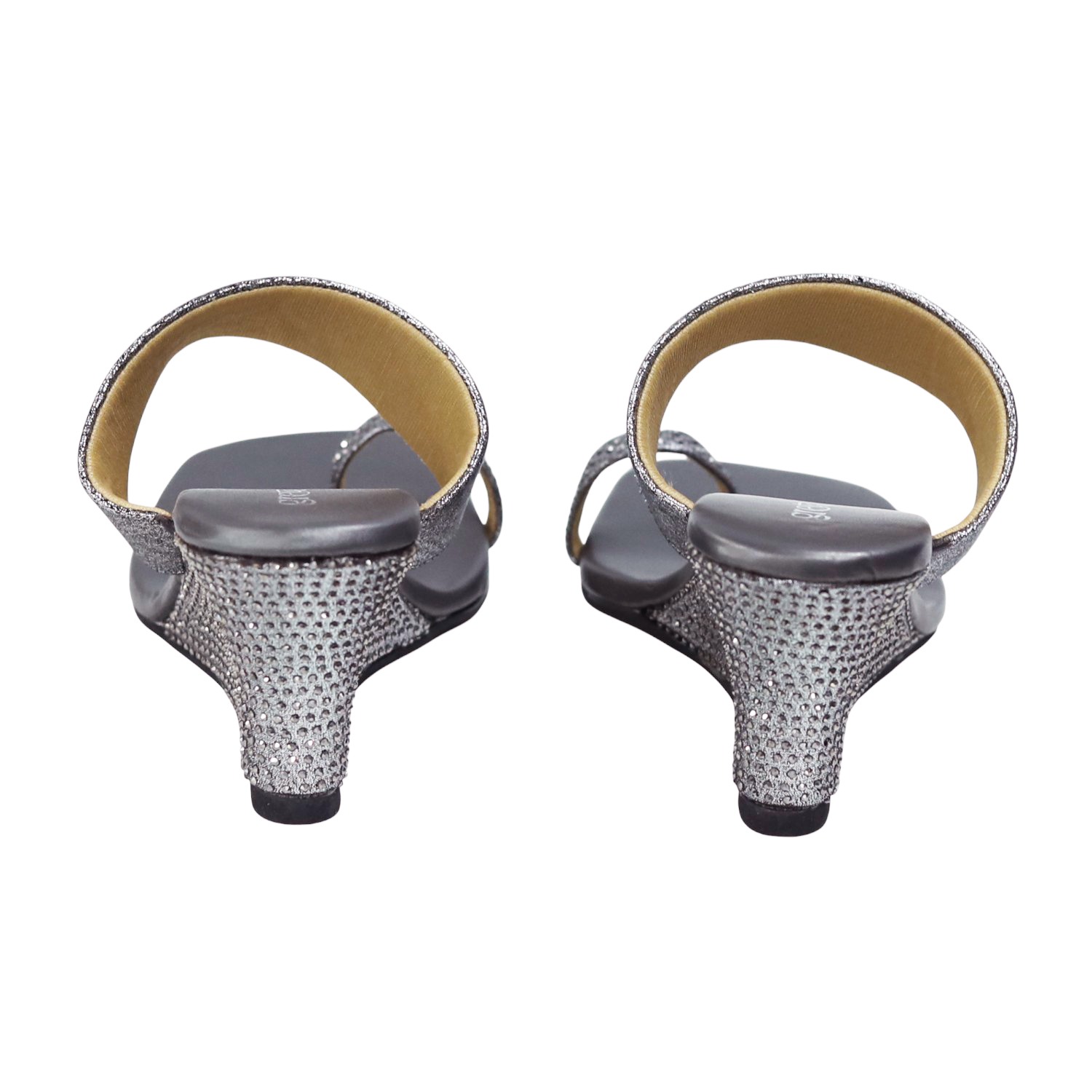 Elegant Silver Studded Toe-Ring Wedge Sandals