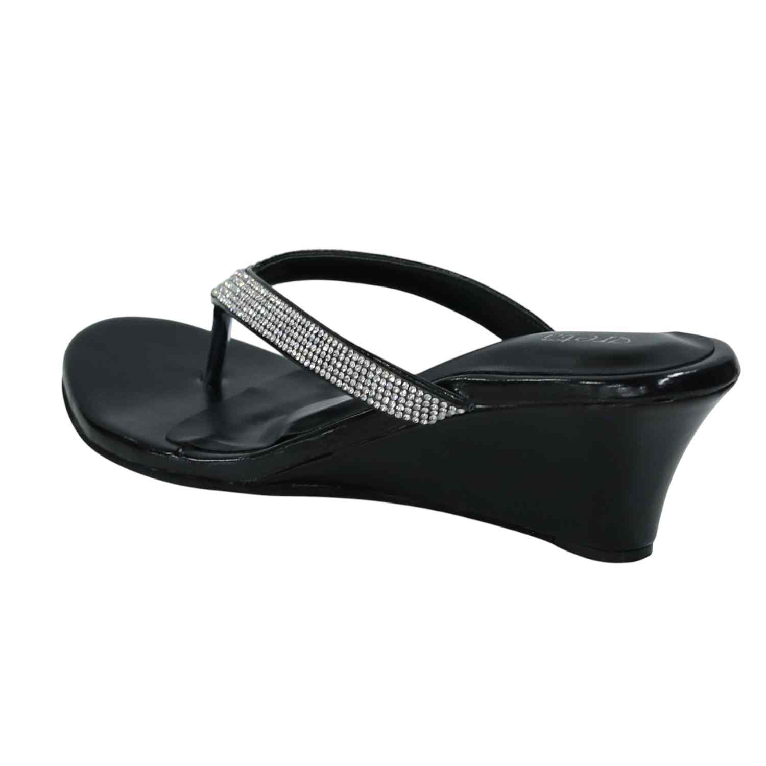 Greta Women’s Black Embellished Wedges