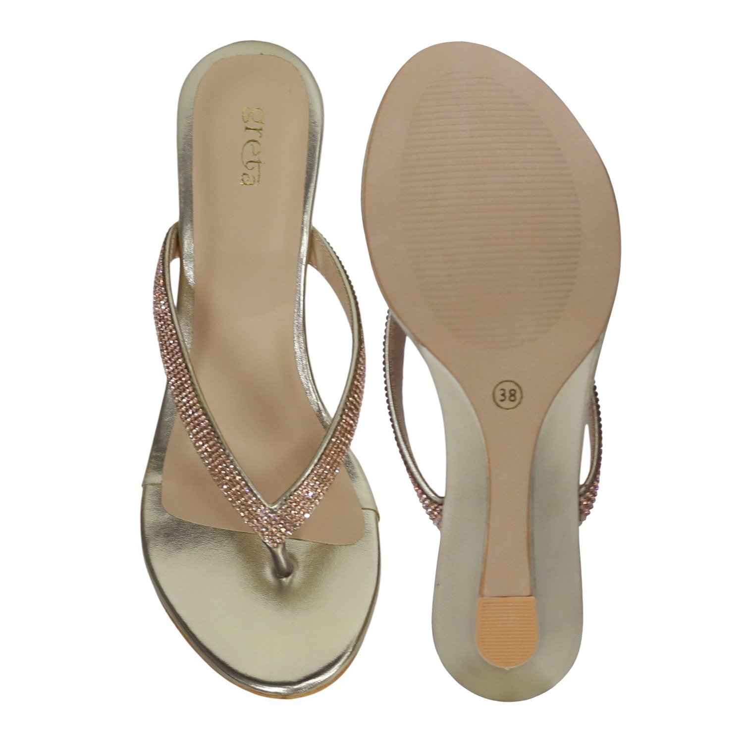 Greta Women’s Gold Embellished Wedges