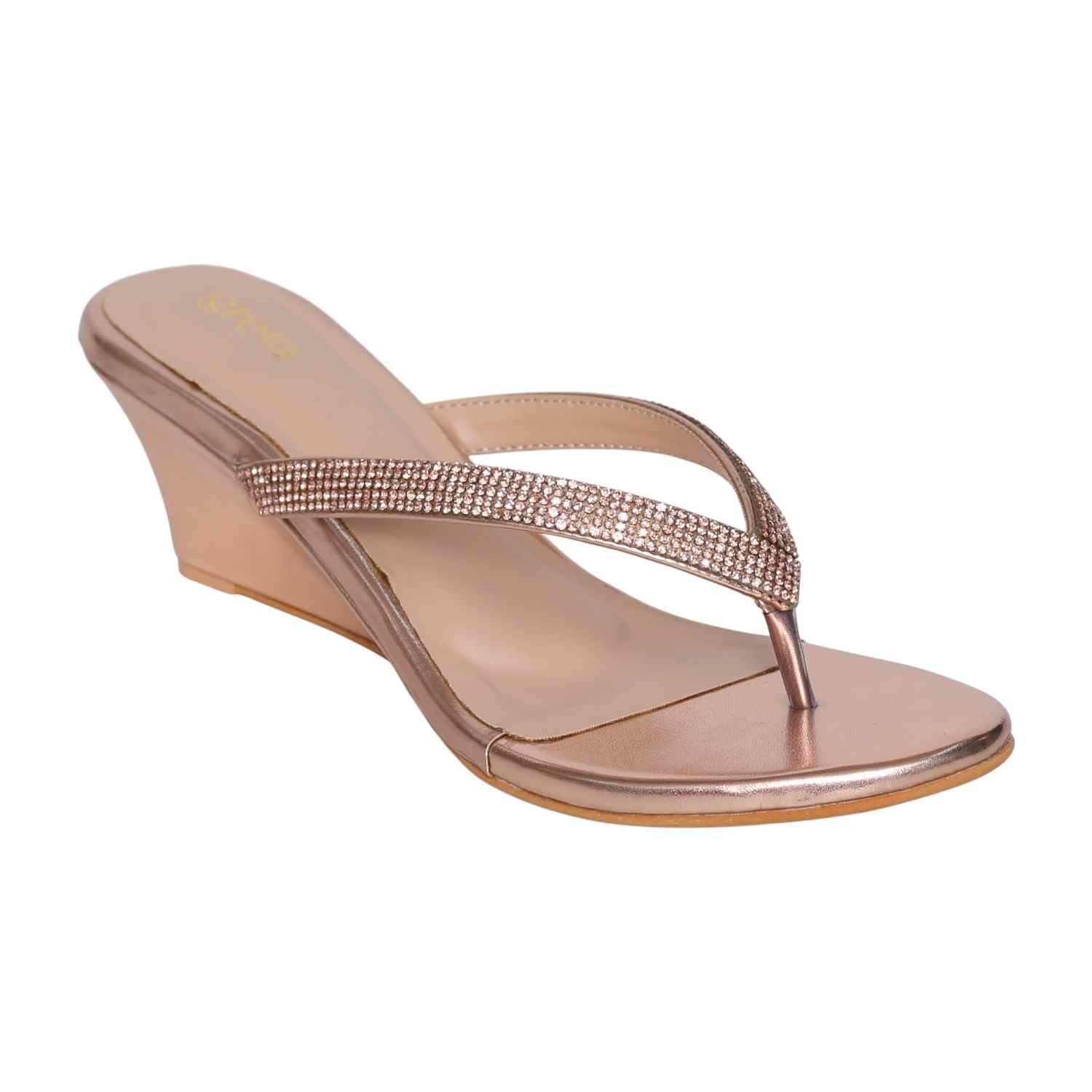 Greta Women’s Rose Gold Embellished Wedges