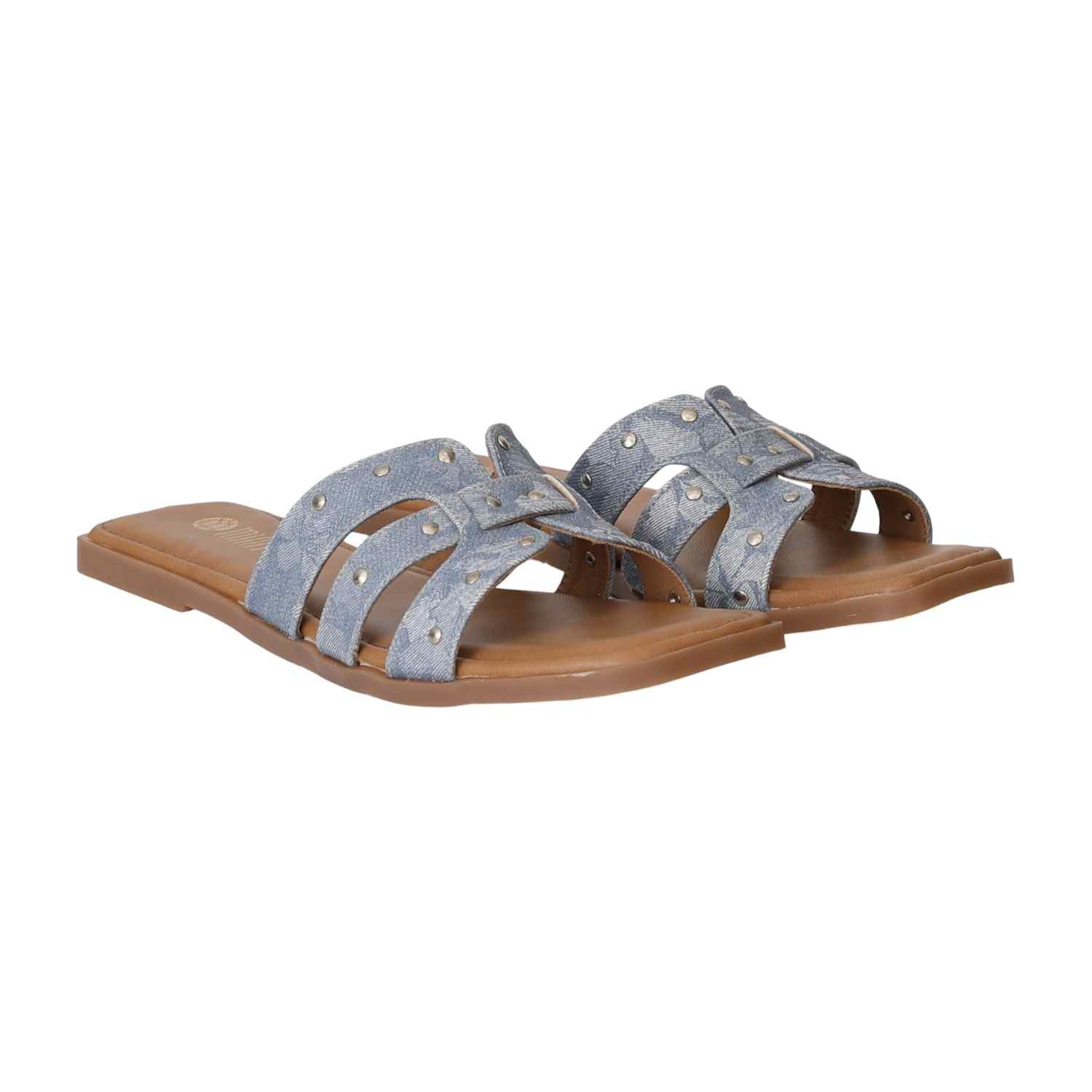 Women Denim Charm Flats