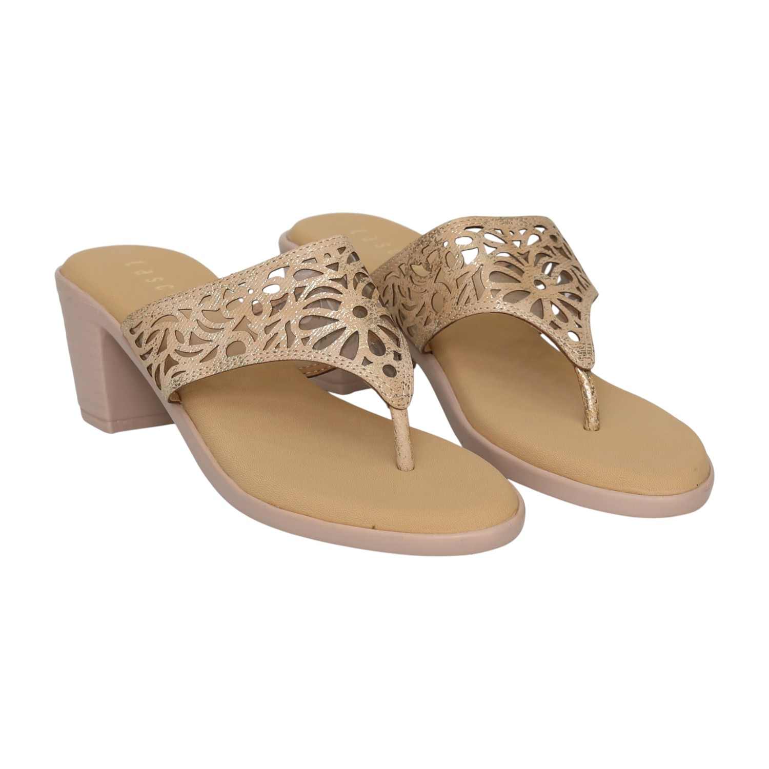 Women's Golden Filigree Block Heels