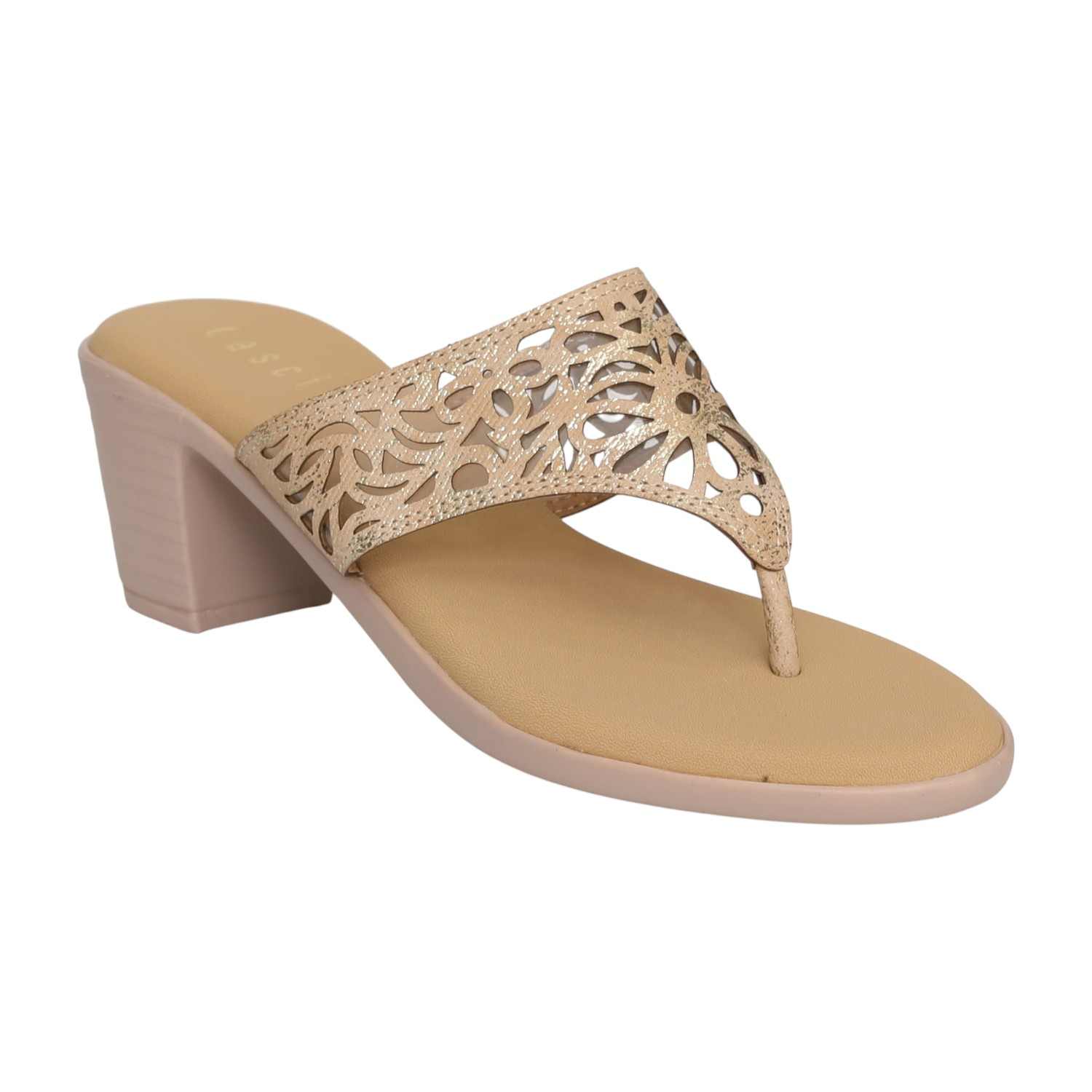 Women's Golden Filigree Block Heels