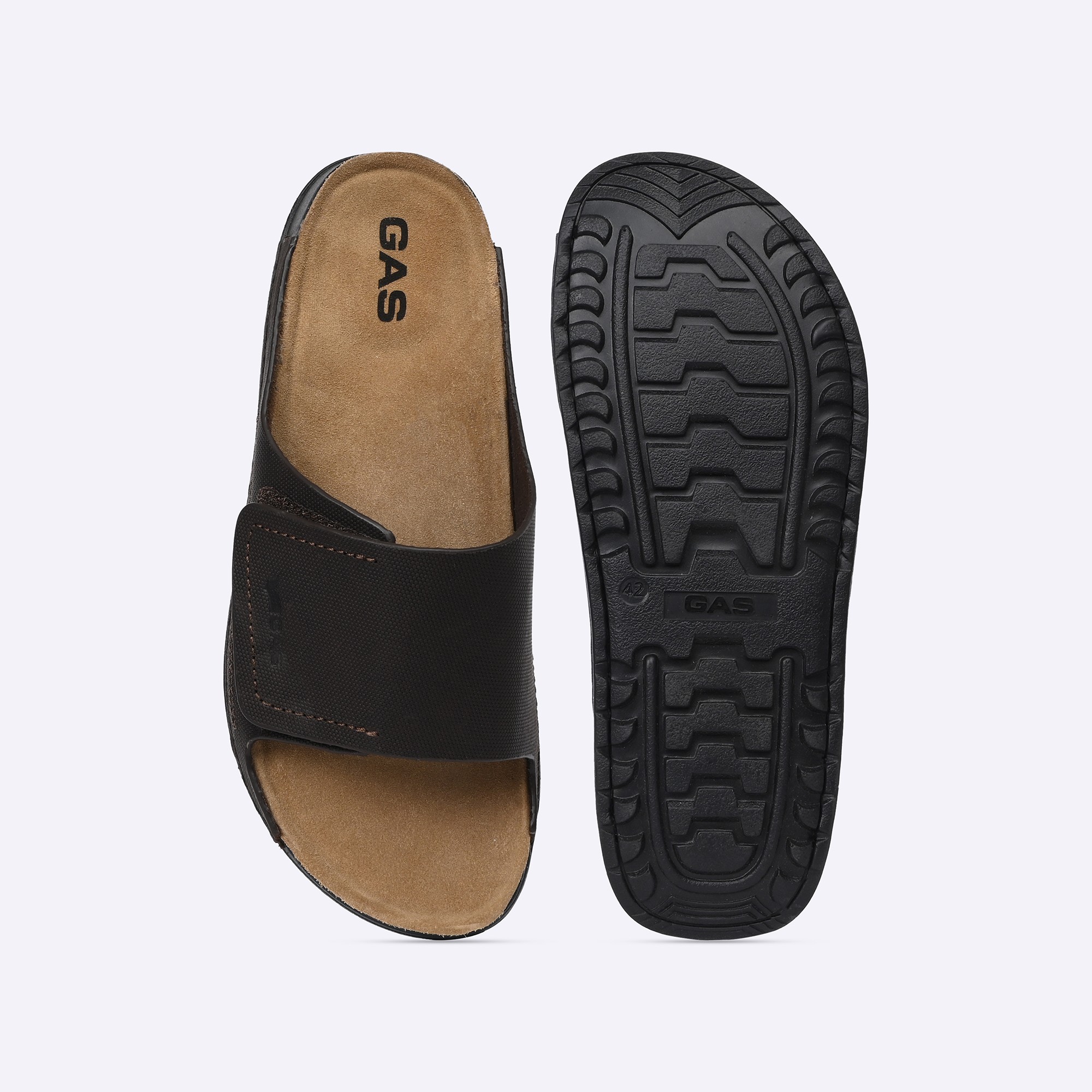 GAS | Men Iconico Brown Slides|4