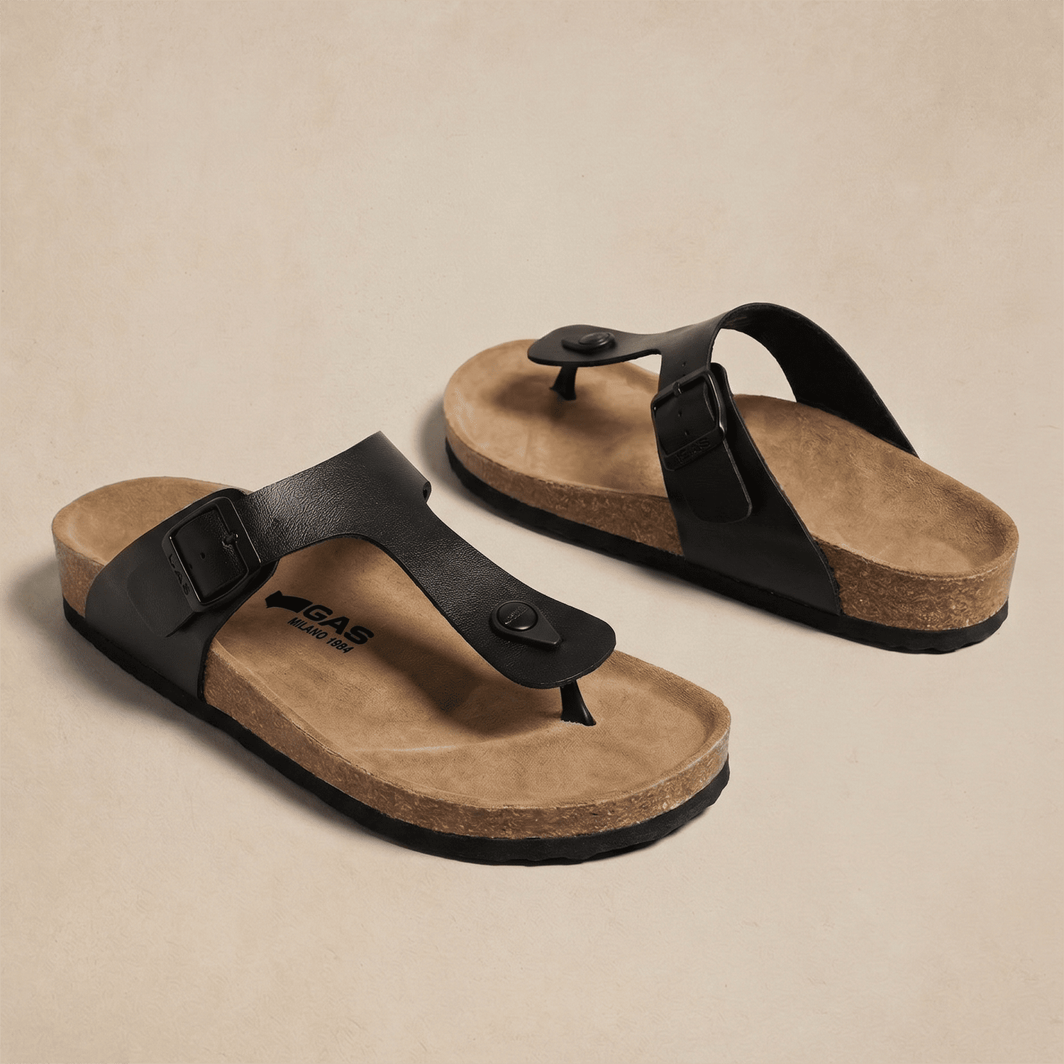 GAS | Men Black UltraRapido T-Strap Sandals|0